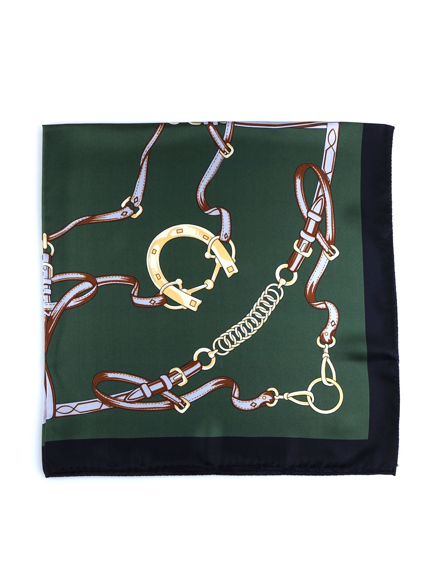 Green silk printed scarf 90x90cm REINS