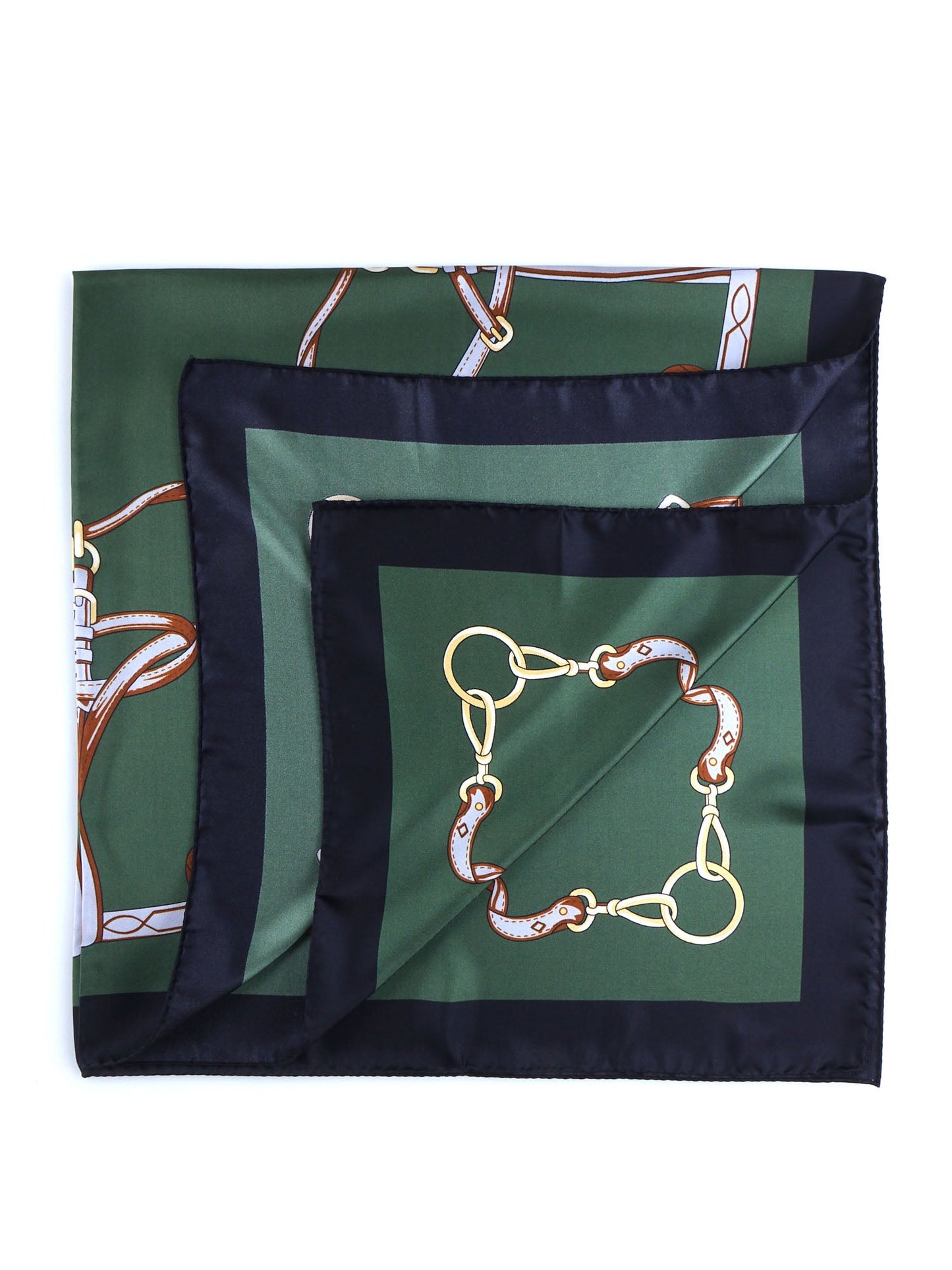 Green silk printed scarf 90x90cm REINS