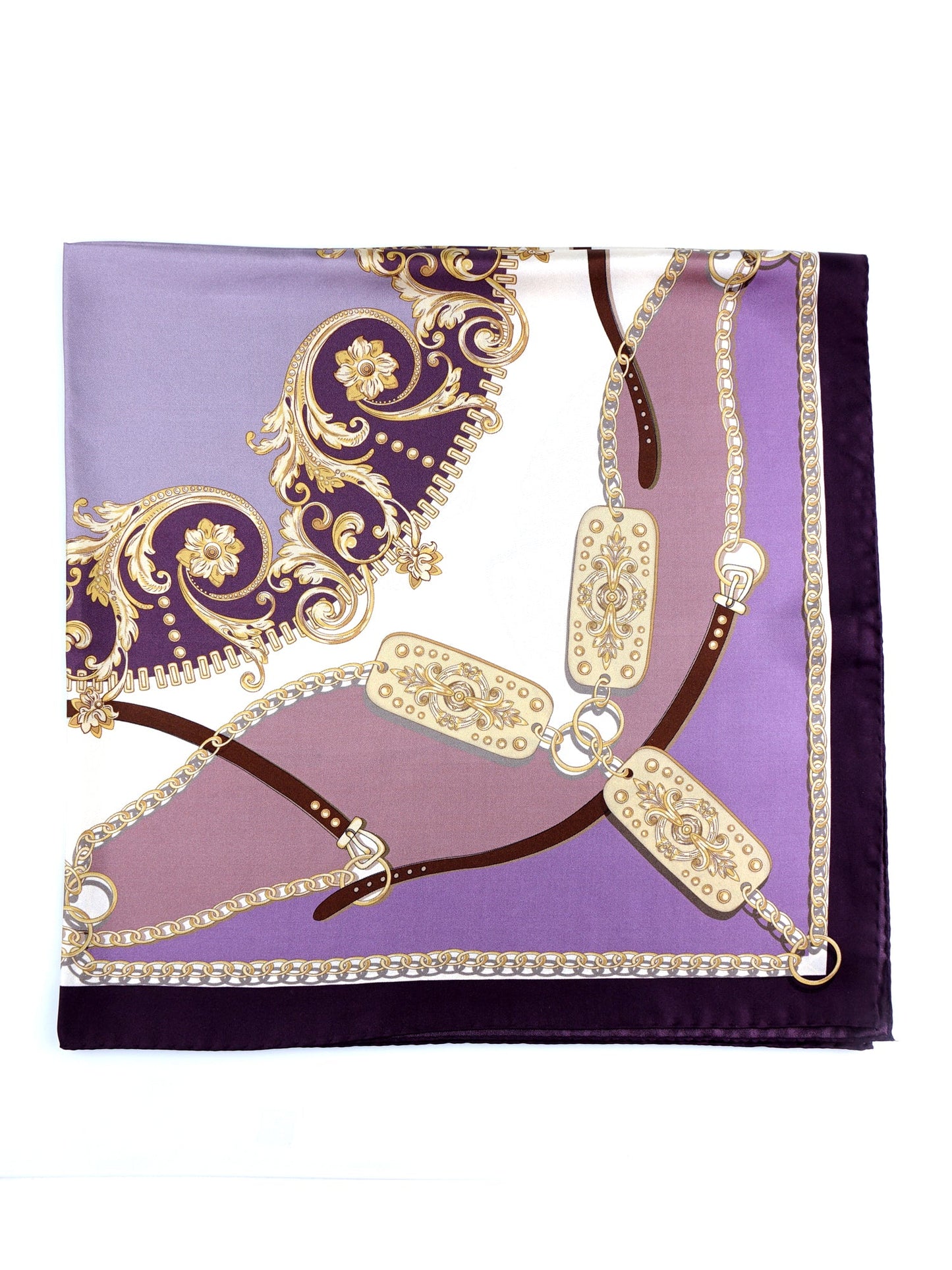 Lilac/beige in pure printed silk Stole Scarf BERENIKE