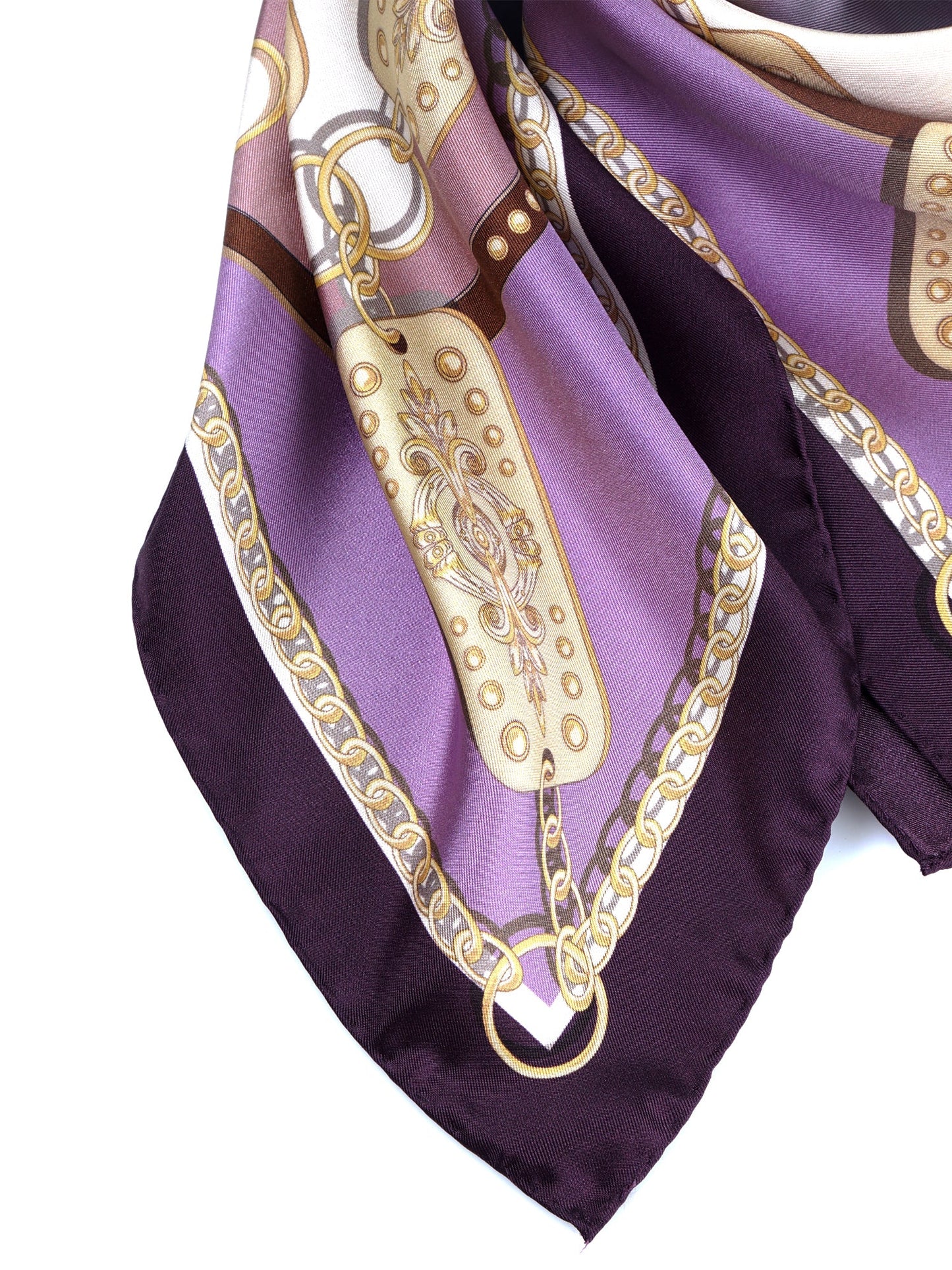 Lilac/beige in pure printed silk Stole Scarf BERENIKE