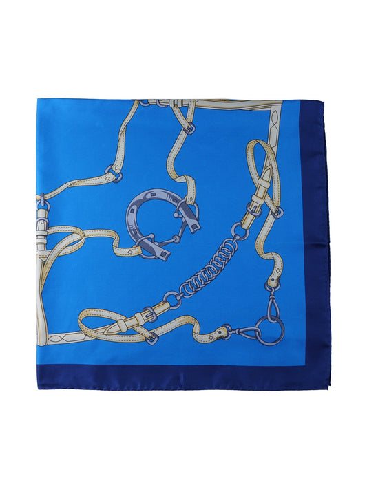 Light blue silk scarf 90x90cm printed REINS