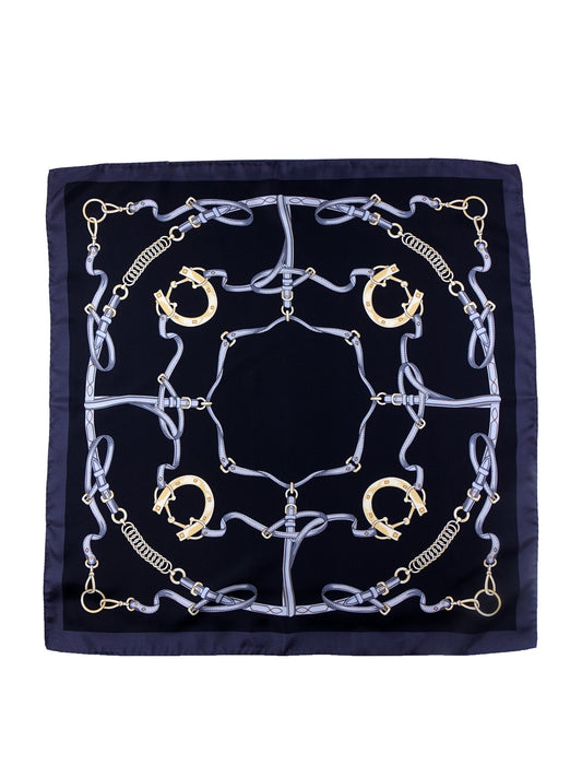 Black Scarf 70x70cm in Printed Silk REINS