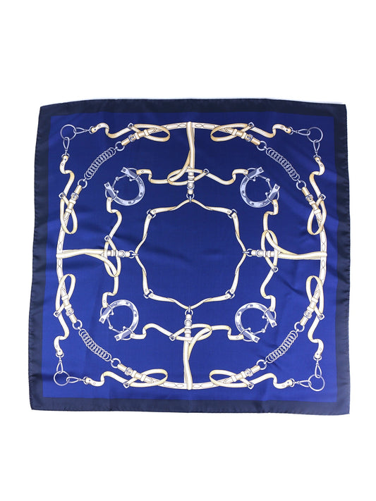 Blue Silk Printed 70x70cm Scarf REINS