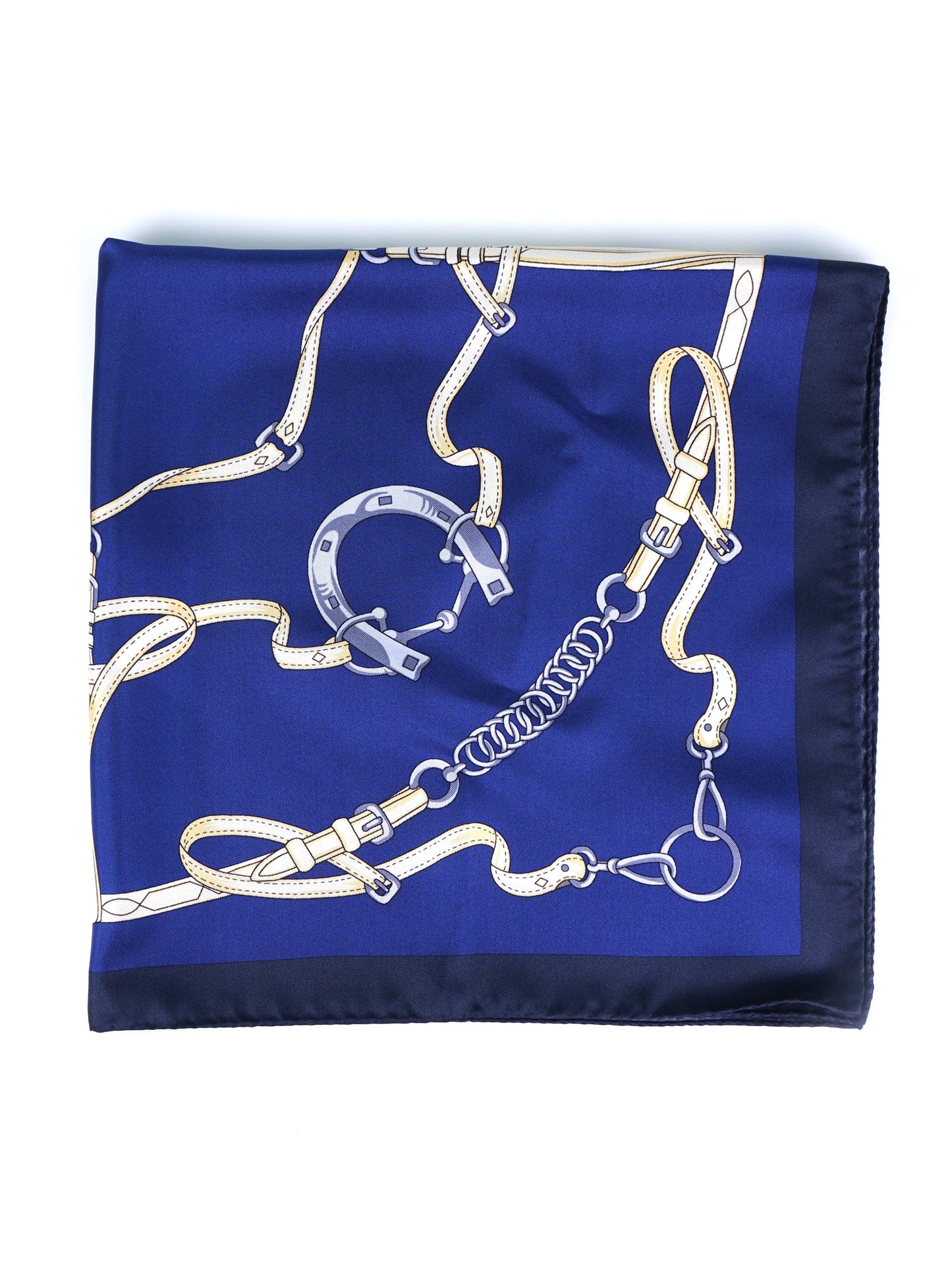 Blue Silk Printed 70x70cm Scarf REINS