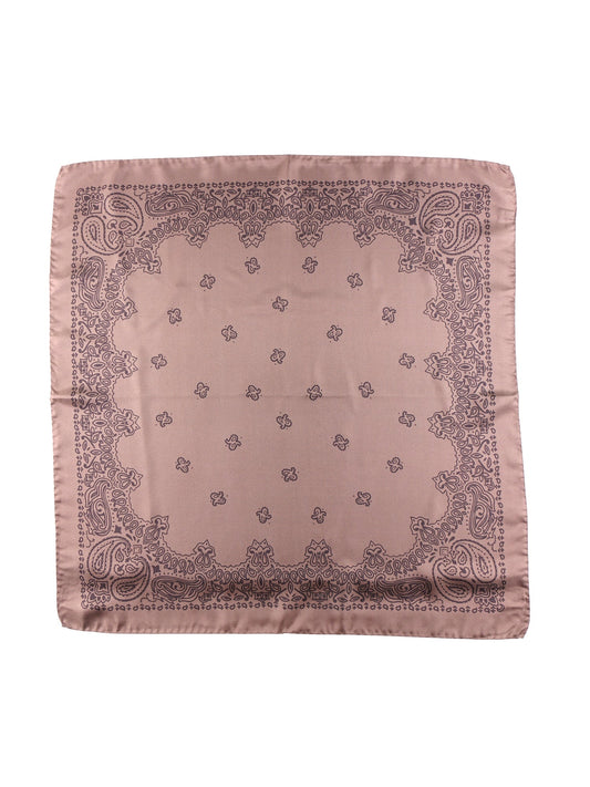 Sand-colored scarf 70x70cm in printed silk ABSTRA