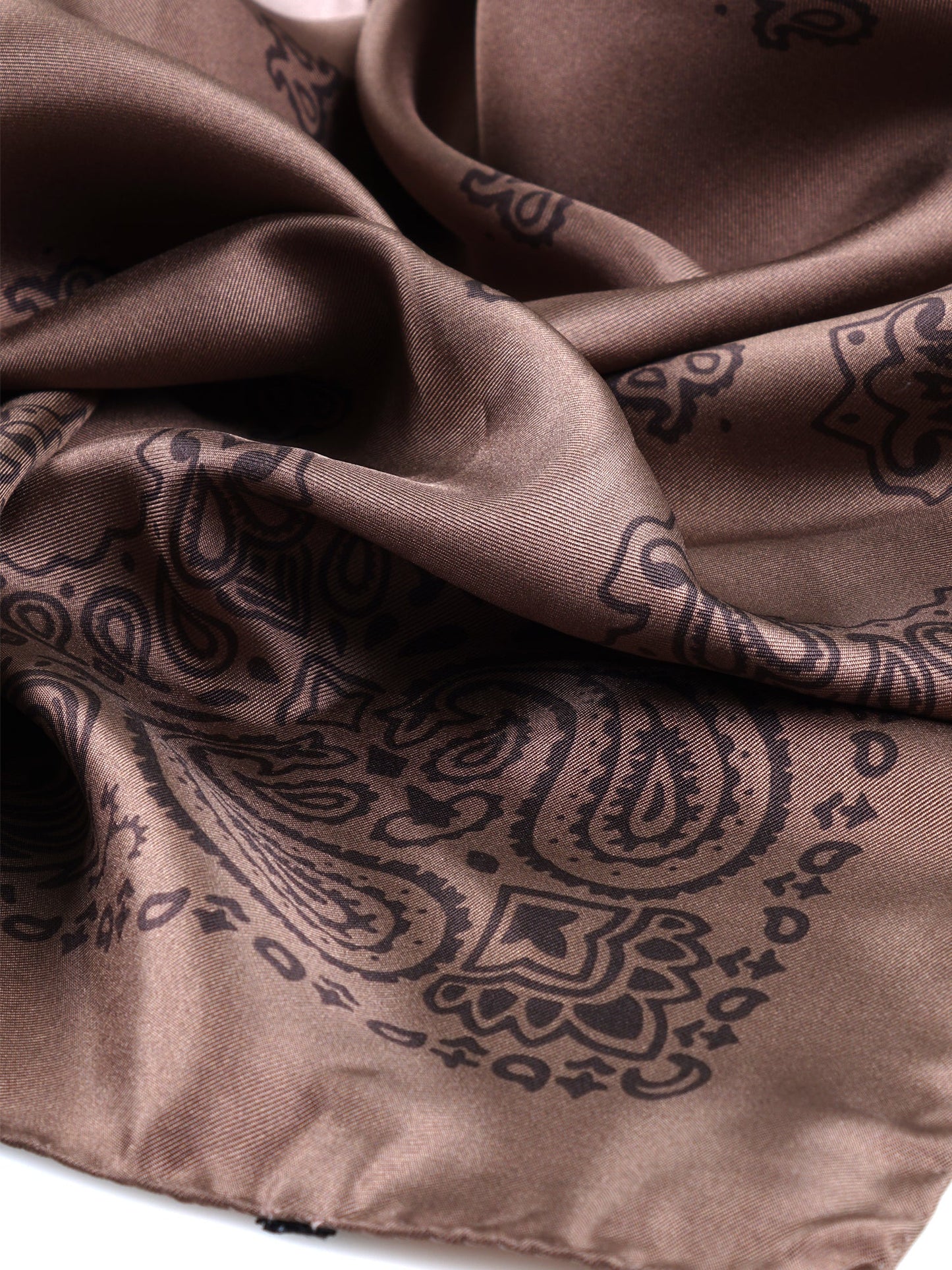 Sand-colored scarf 70x70cm in printed silk ABSTRA