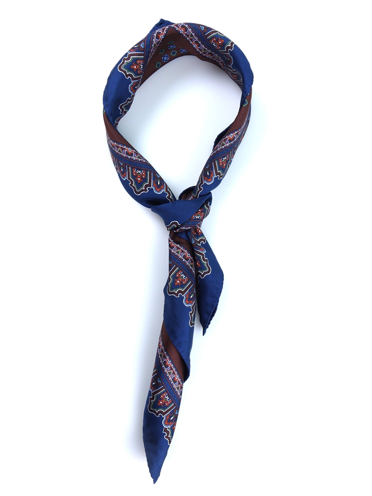 Brown silk printed scarf 70x70cm NARCISO