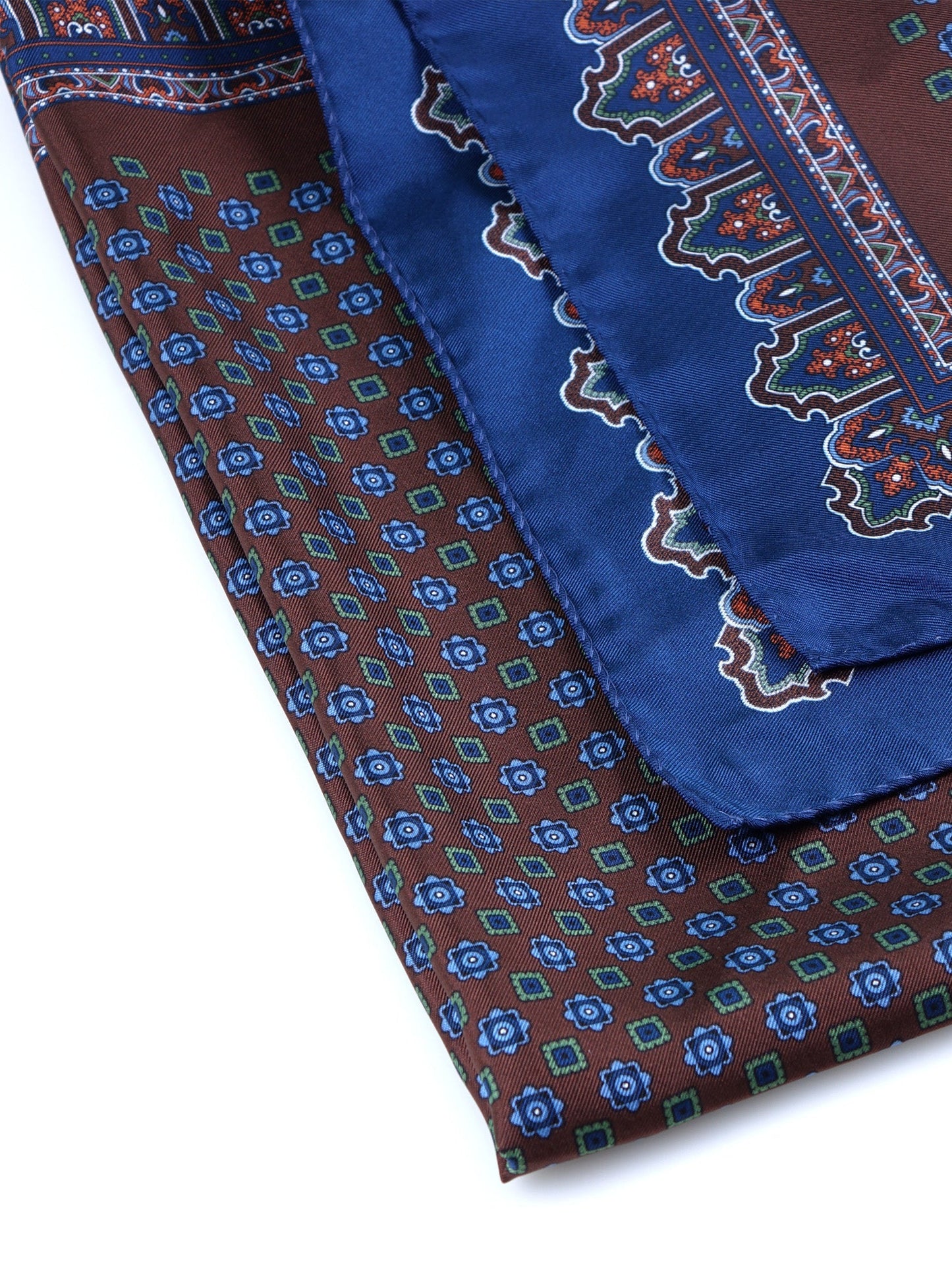 Brown silk printed scarf 70x70cm NARCISO