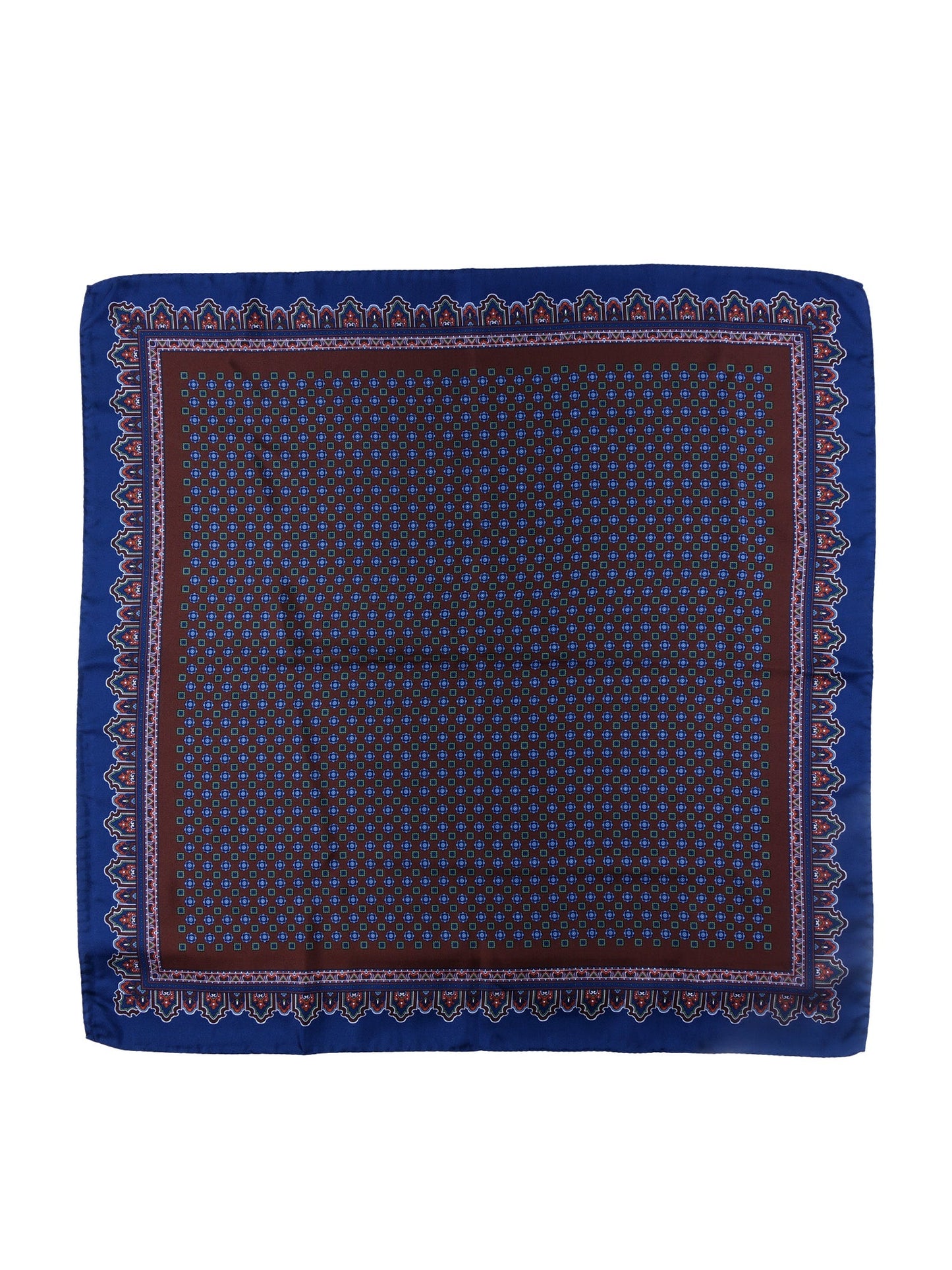 Brown silk printed scarf 70x70cm NARCISO