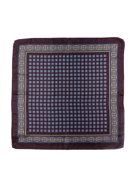 Brown silk printed scarf 70x70cm FEDE
