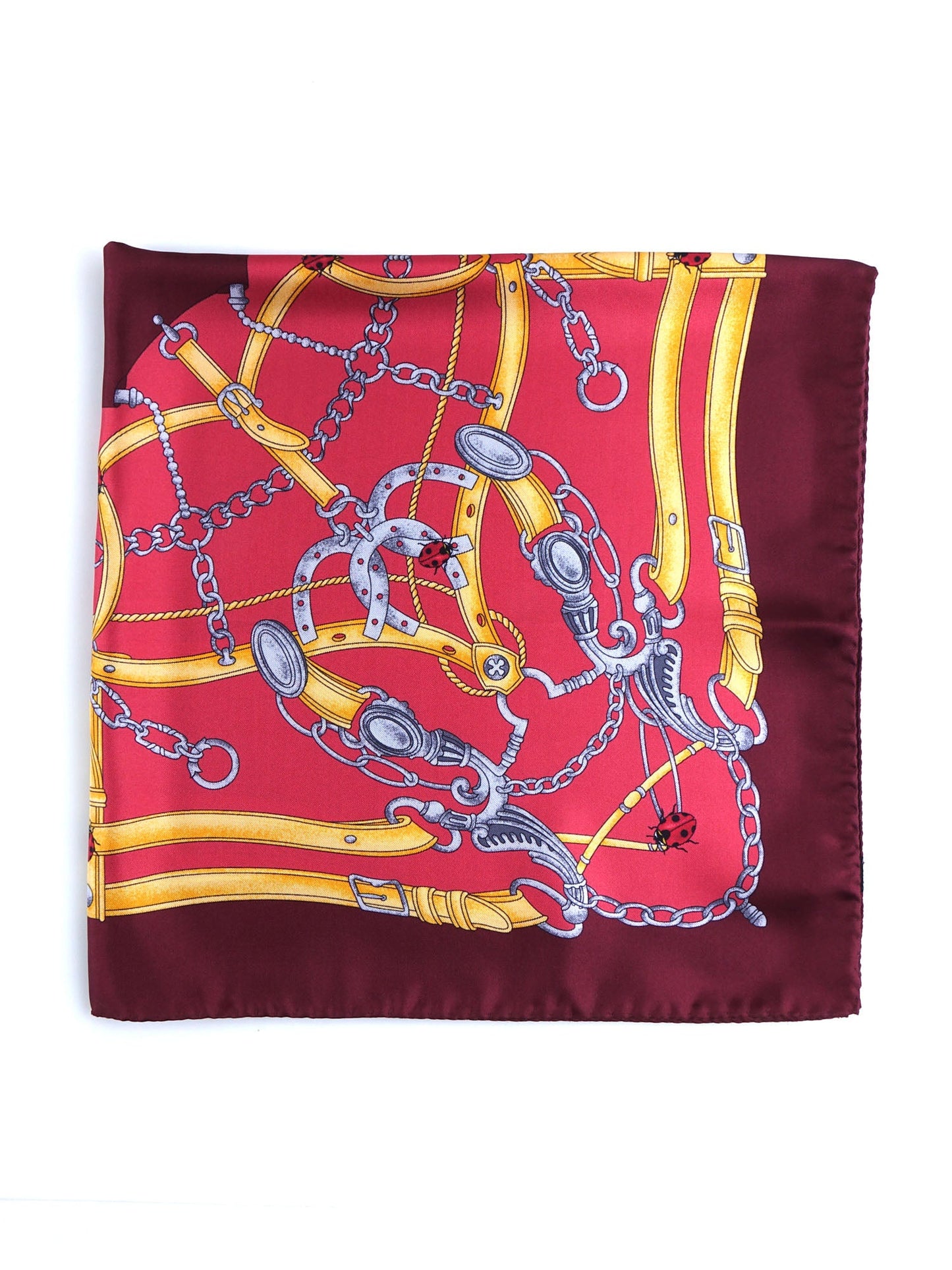 Bordeaux silk scarf 70x70cm with printed LADY BUGS