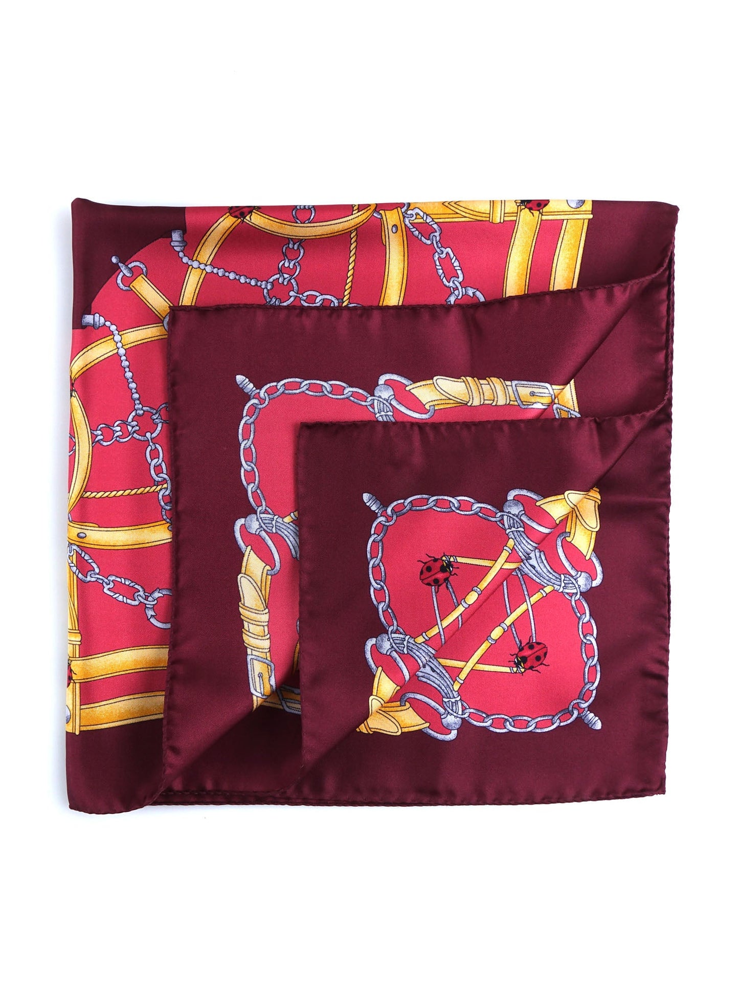 Bordeaux silk scarf 70x70cm with printed LADY BUGS