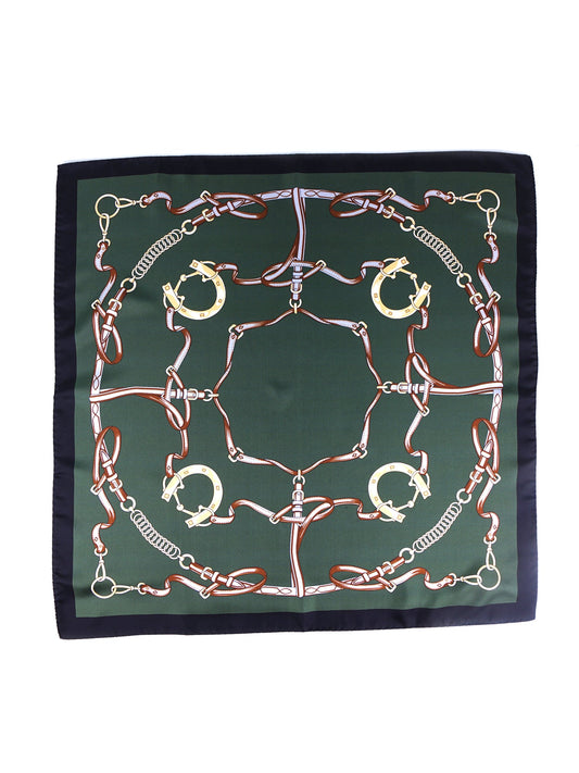Green Scarf 70x70cm in Printed Silk REINS