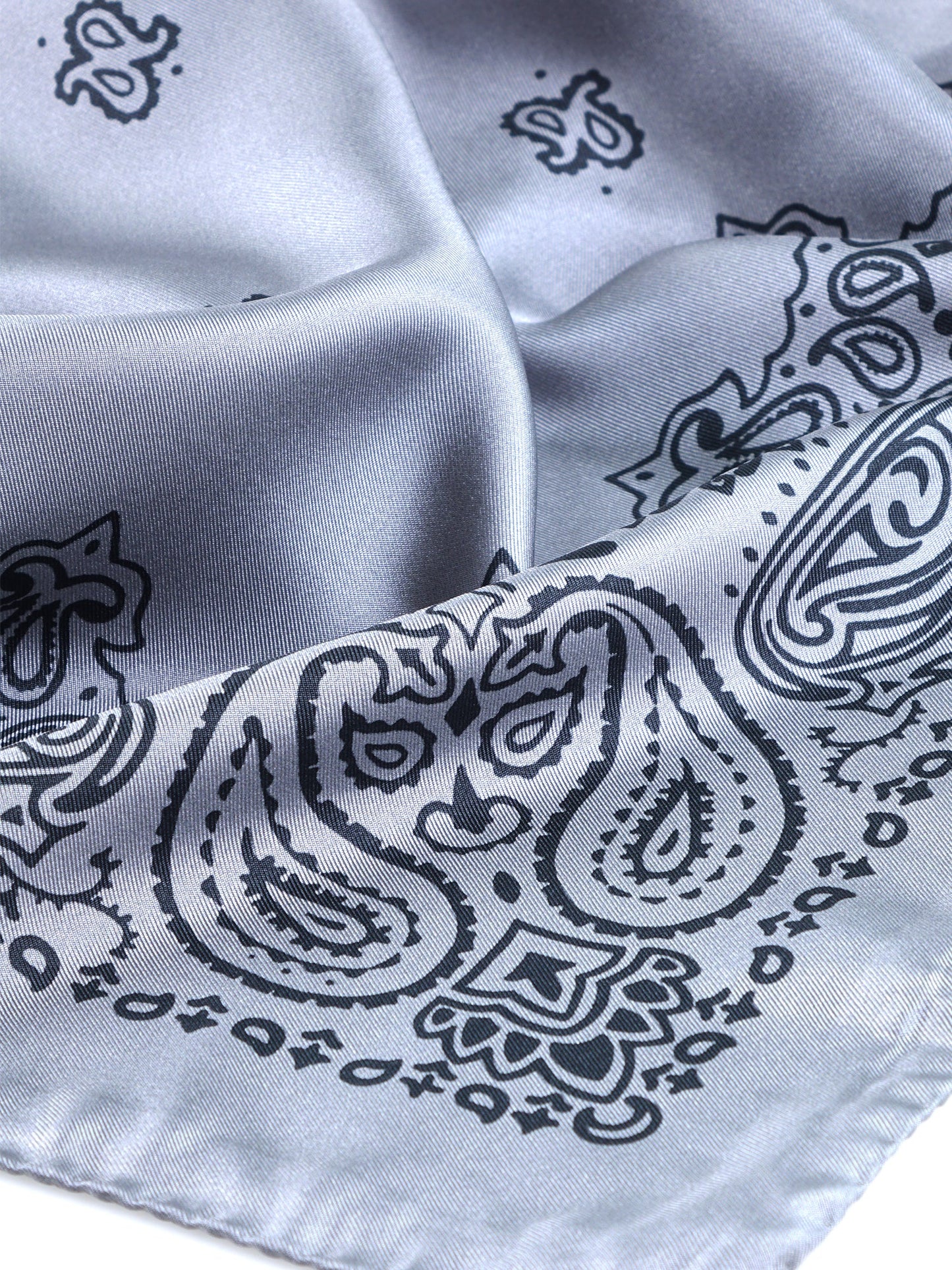 Gray scarf 70x70cm in printed silk ABSTRA