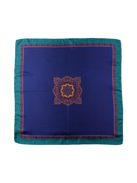 Blue Silk Printed Scarf 70x70cm MELIER