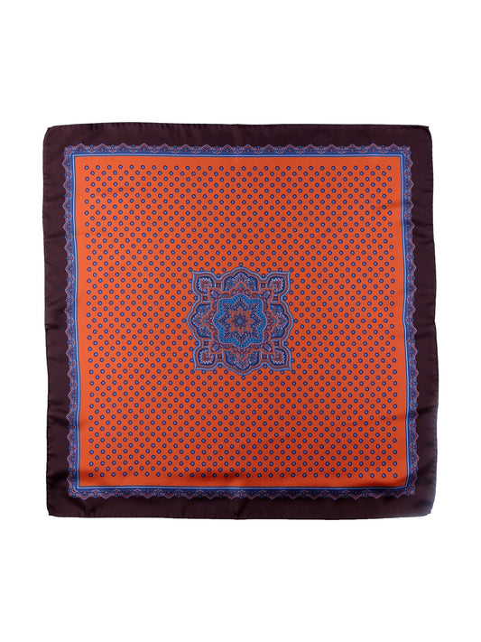 Orange Silk Scarf 70x70cm Printed MELIER