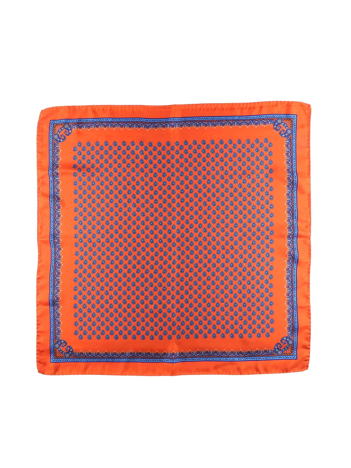 Orange silk printed scarf 70x70cm RAIN