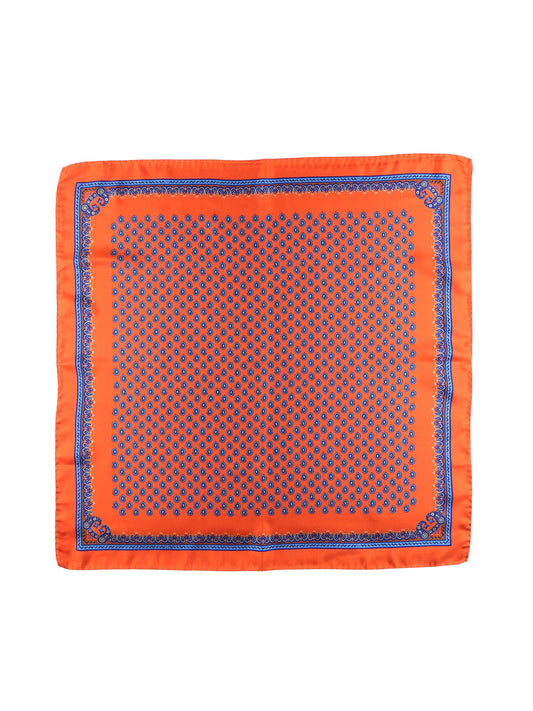 Orange silk printed scarf 70x70cm RAIN