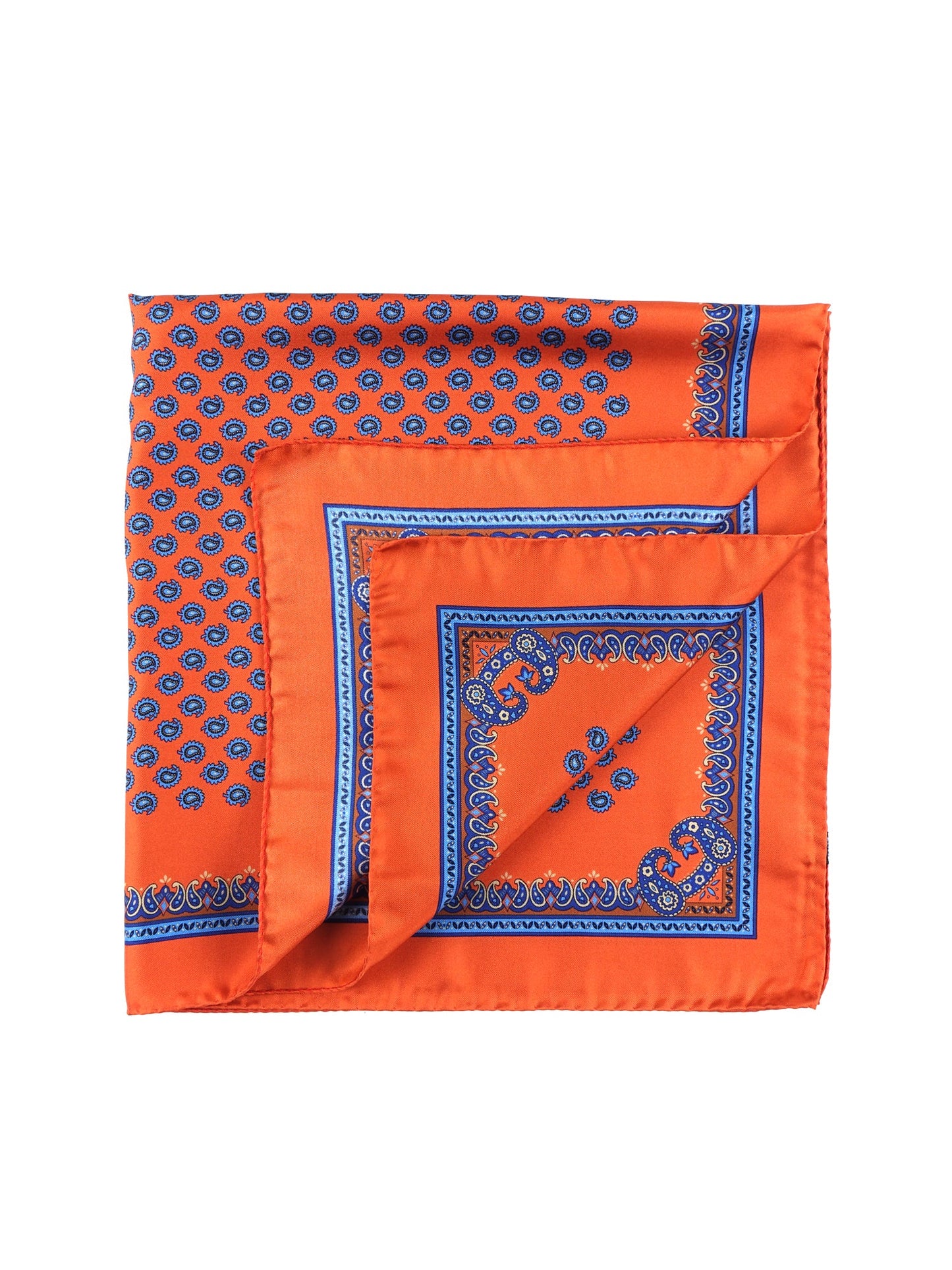 Orange silk printed scarf 70x70cm RAIN