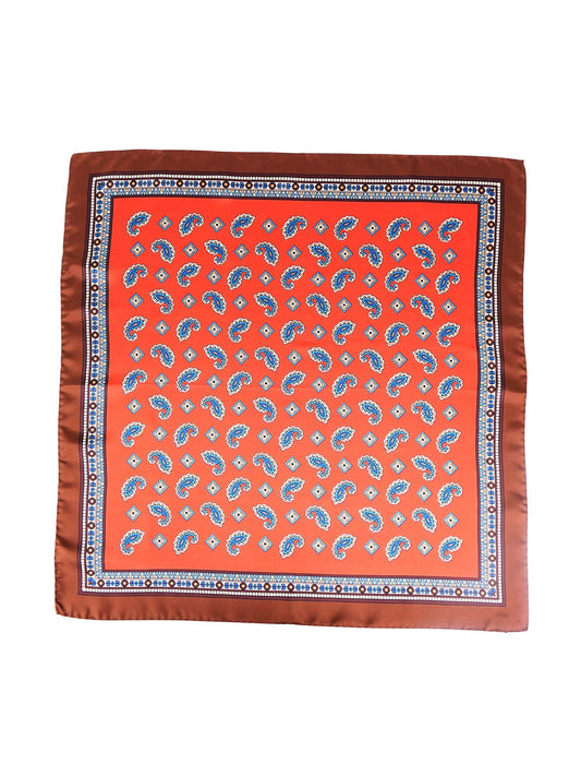 Orange Scarf 70x70cm in Printed Silk FALENA