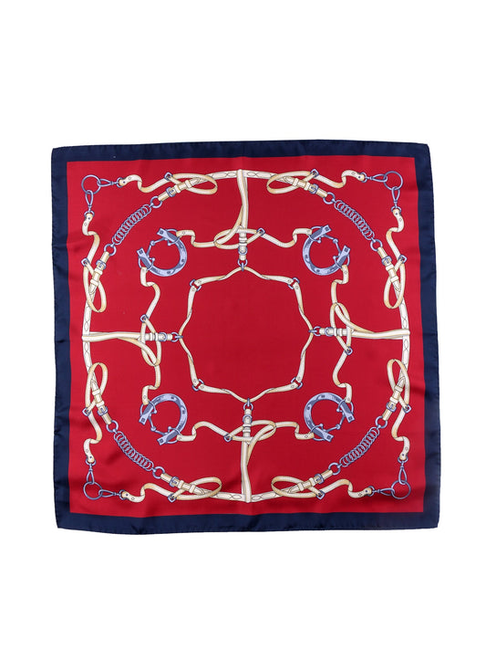 Red Silk Printed Scarf 70x70cm REINS