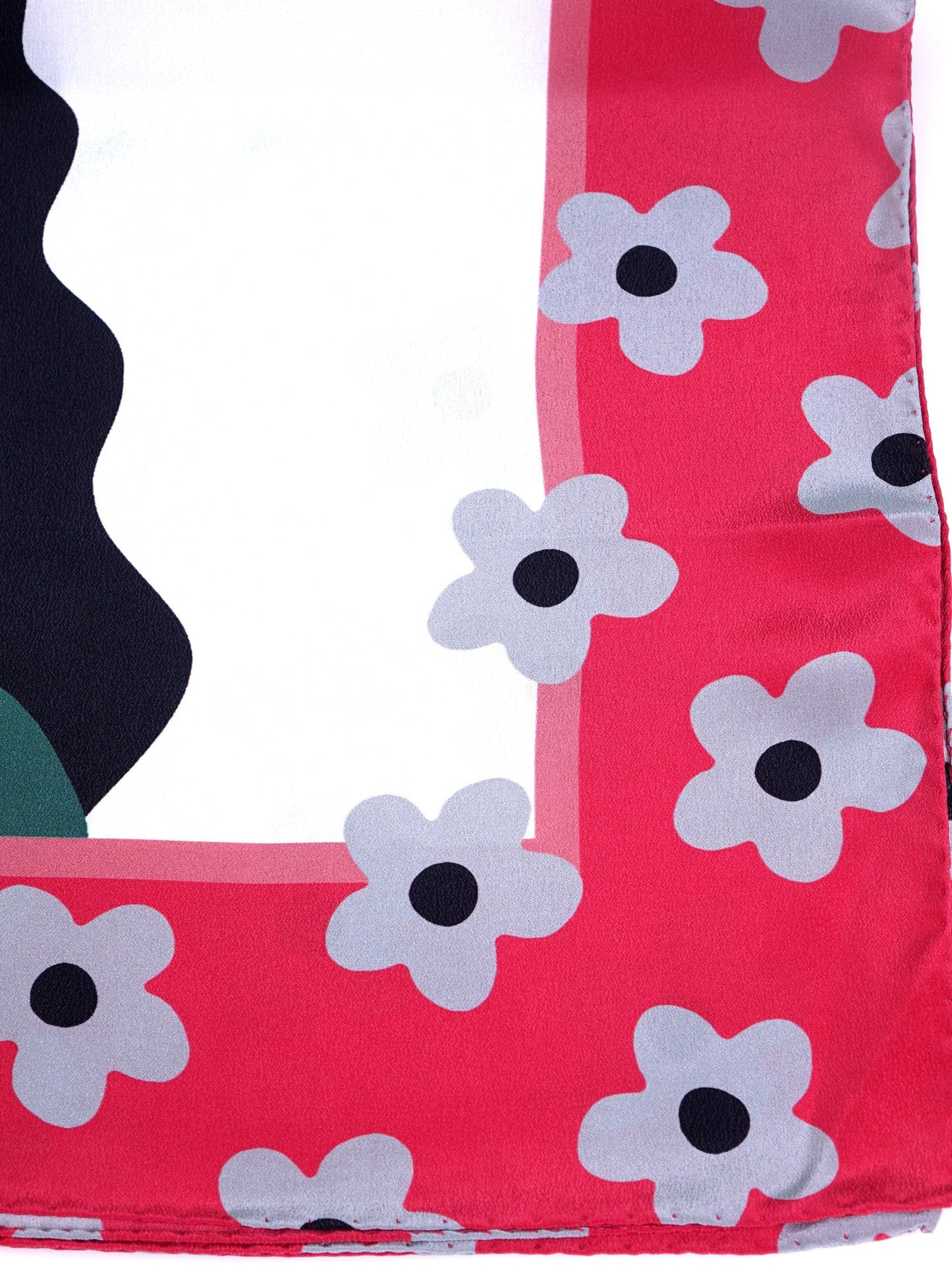 Red scarf 70x70cm in crinkled silk printed LADY