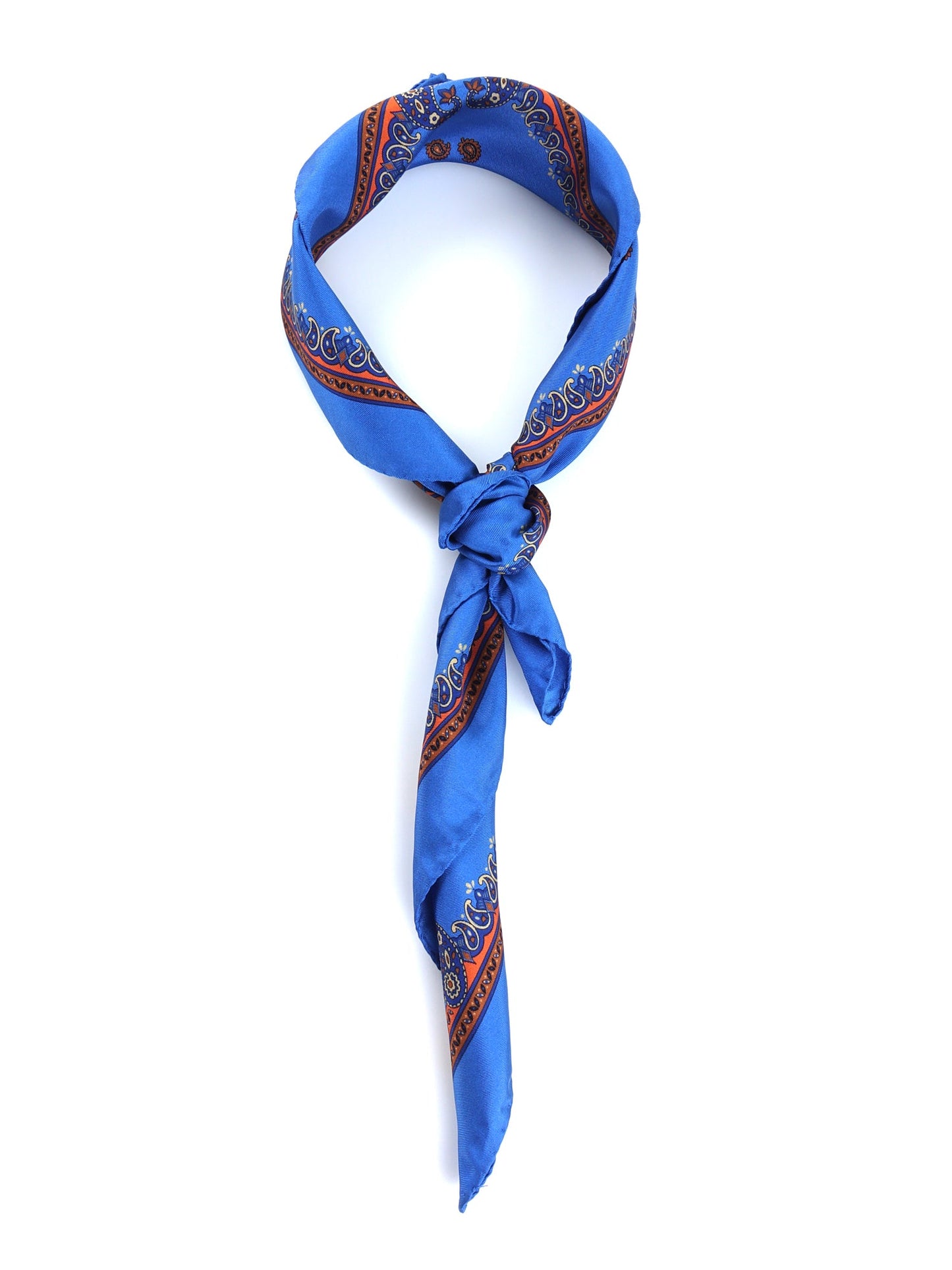 Electric Blue Silk Scarf 70x70cm PRINTED RAIN