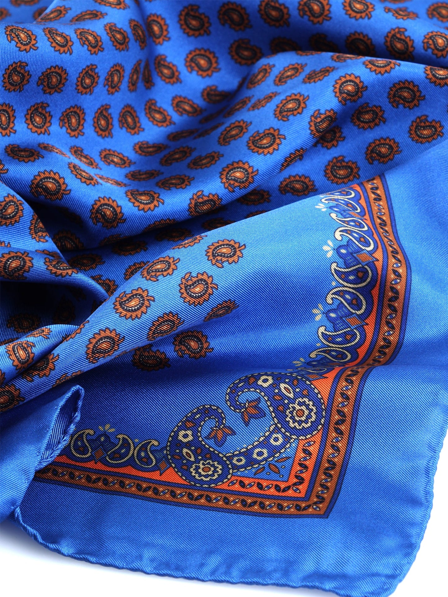 Electric Blue Silk Scarf 70x70cm PRINTED RAIN