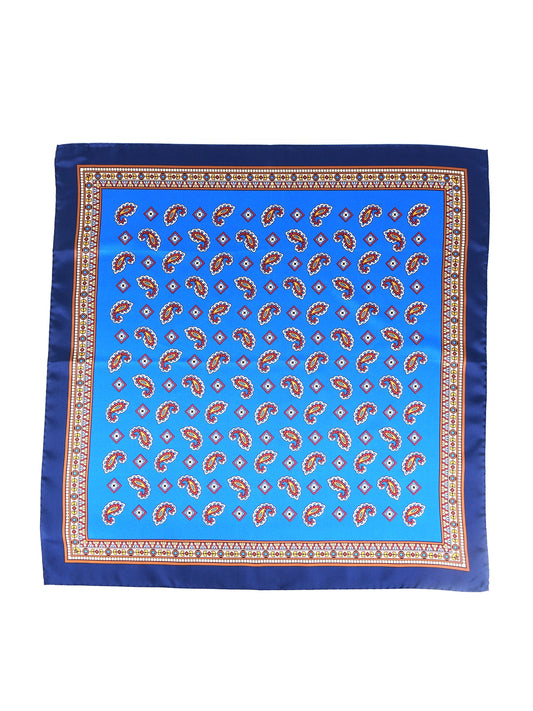Electric Blue Silk Printed Scarf 70x70cm FALENA