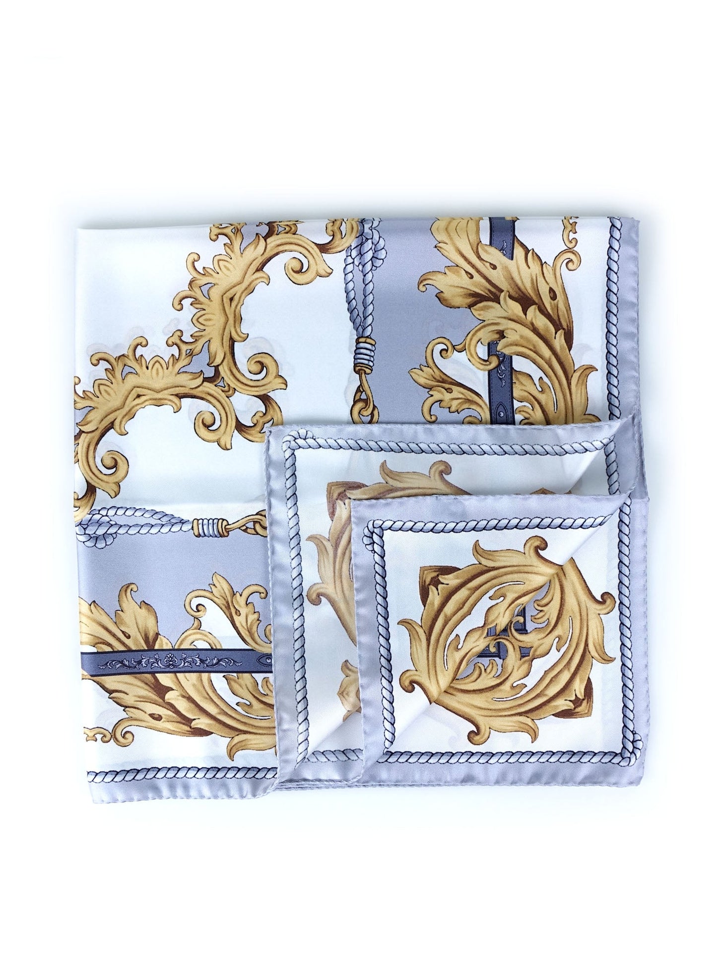 White Printed Silk Scarf 70x70cm PAINTING
