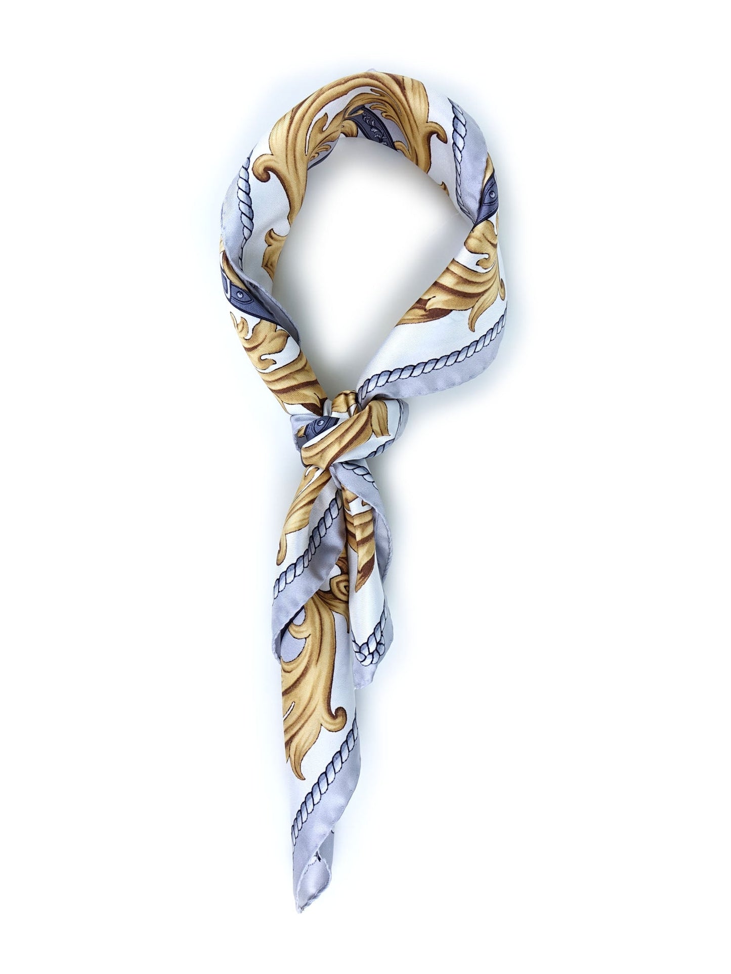 White Printed Silk Scarf 70x70cm PAINTING