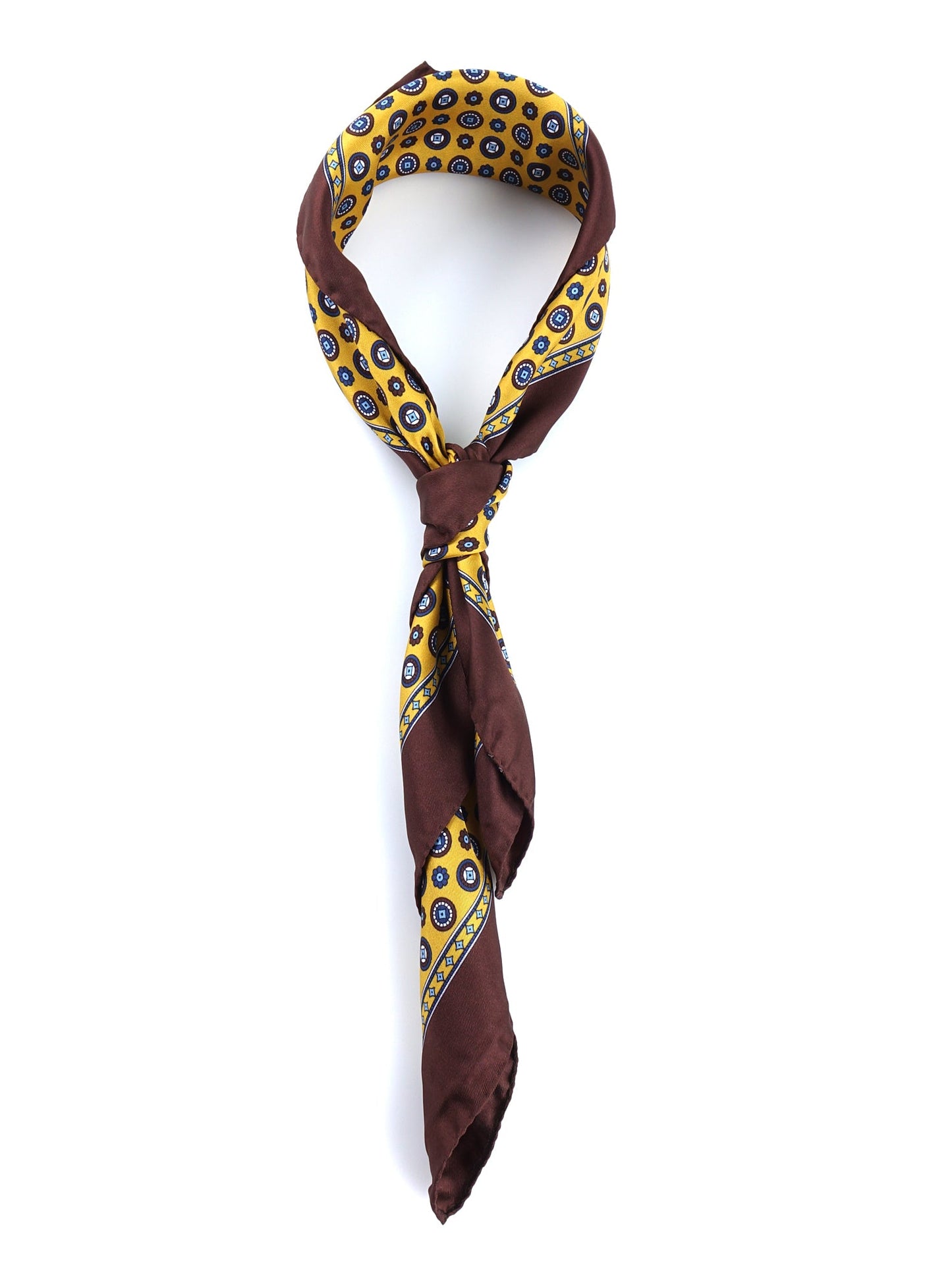 Yellow 70x70cm Printed Silk Scarf SKINNER