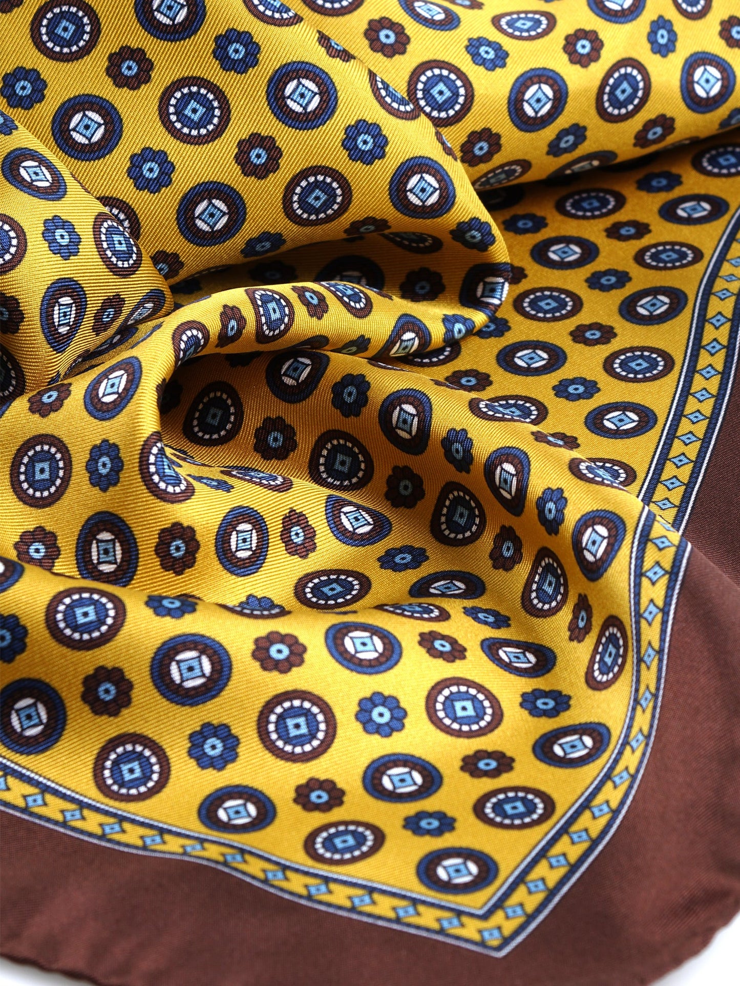 Yellow 70x70cm Printed Silk Scarf SKINNER