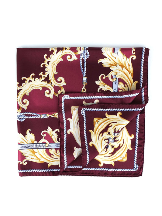 Burgundy Silk Scarf Printed 70x70cm PAINTING