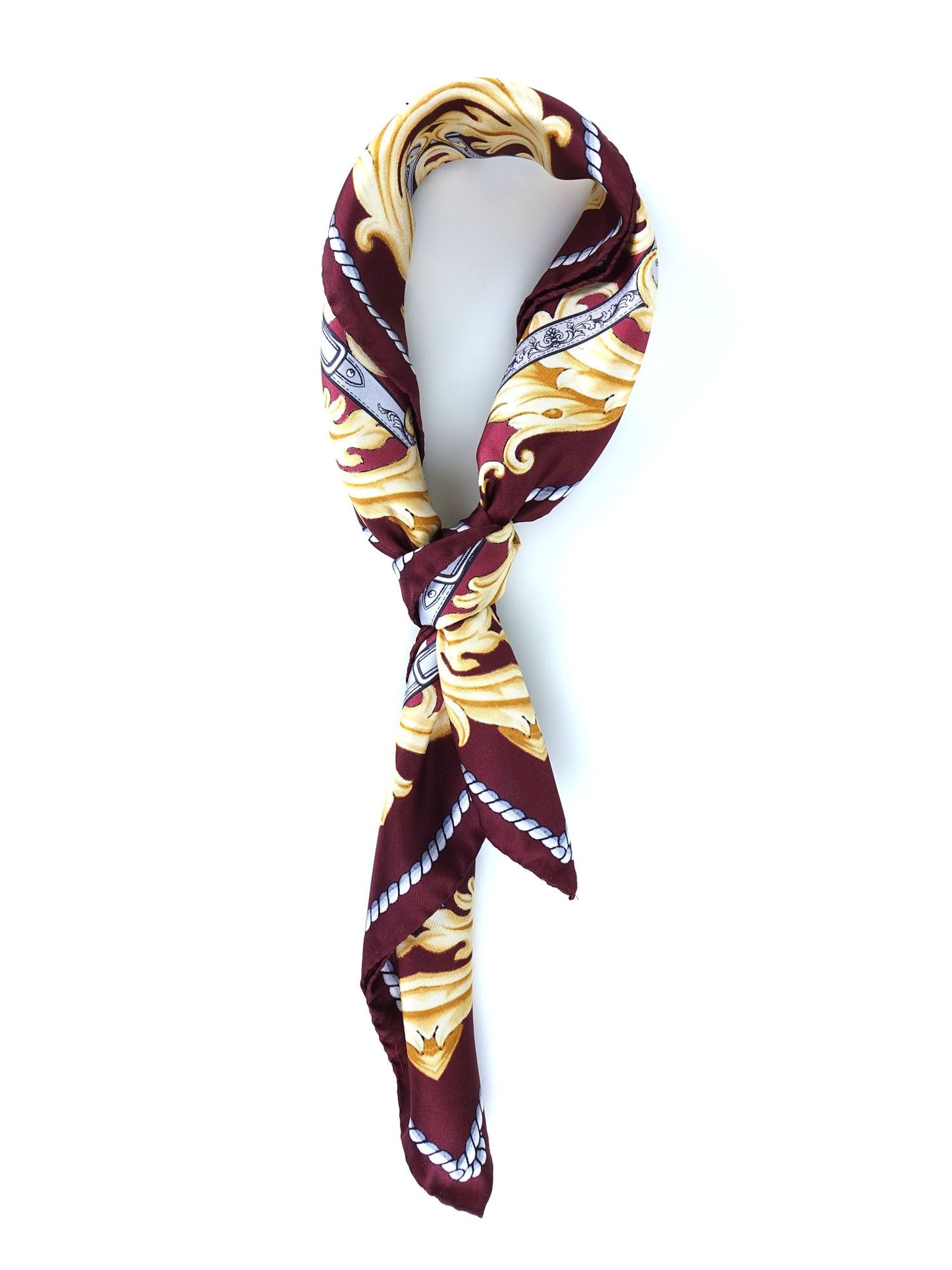 Burgundy Silk Scarf Printed 70x70cm PAINTING
