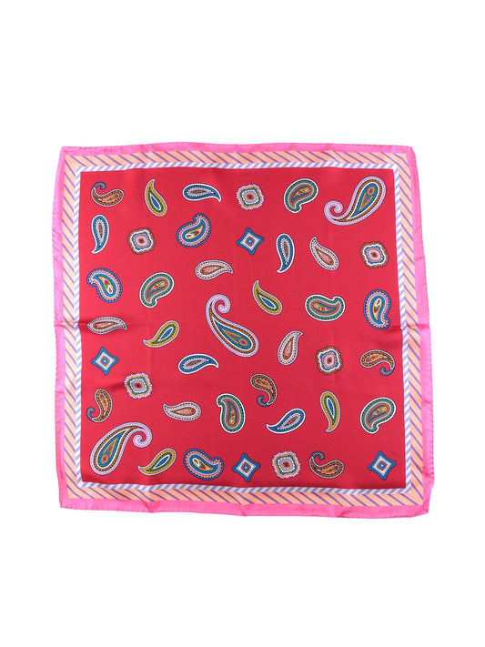 Double-sided red/purple printed silk scarf HAZEL