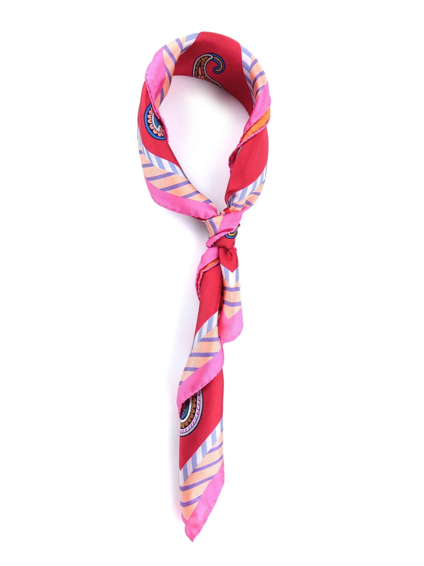 Double-sided red/purple printed silk scarf HAZEL