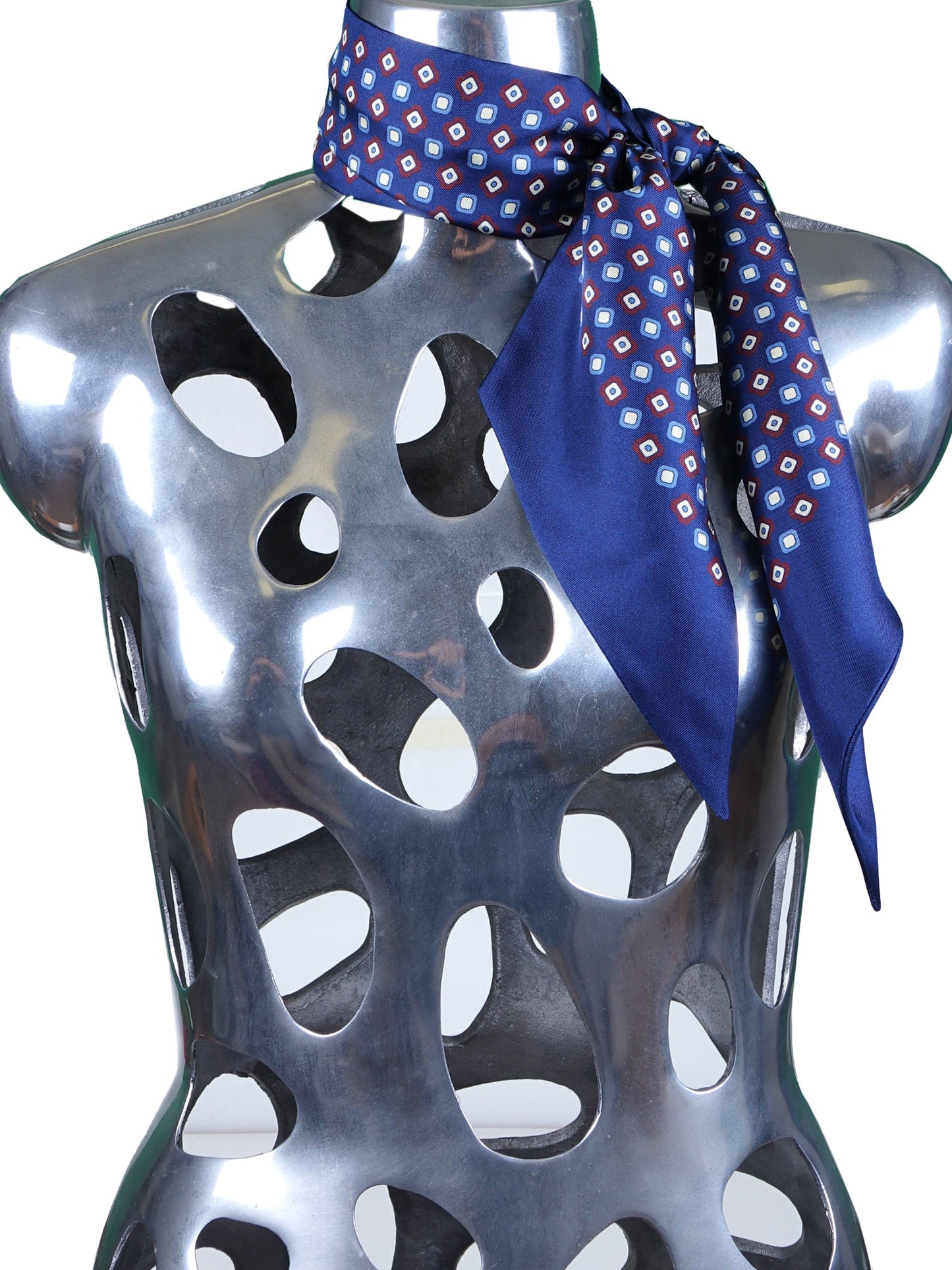 Blue printed silk twilly scarf CAREN