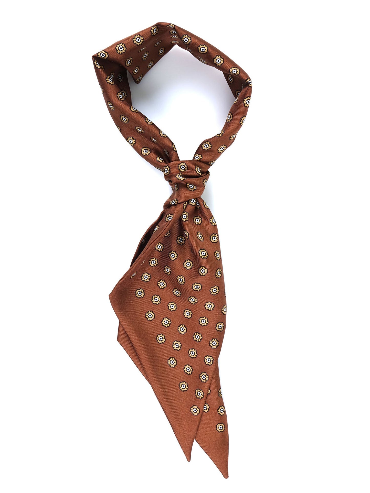 Brown Printed Silk Twilly Scarf DIANA