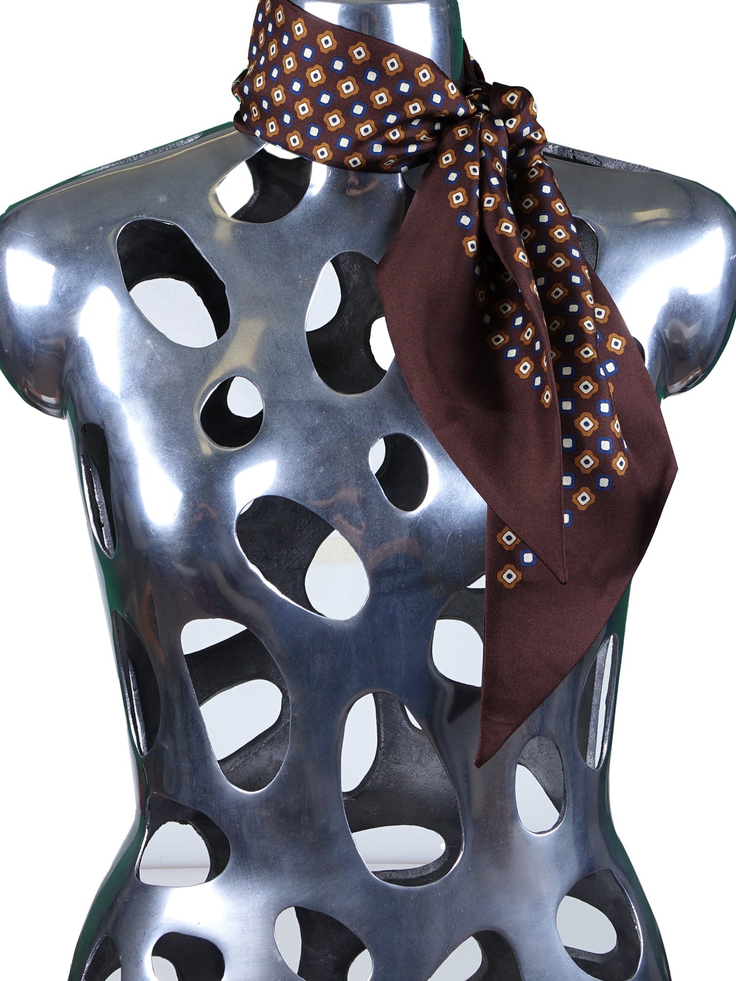 Silk Printed Twilly Scarf in Brown CAREN