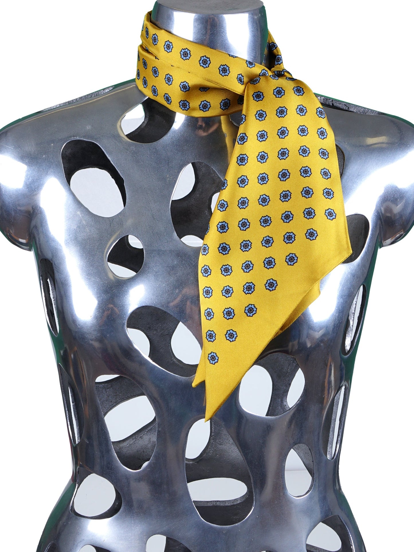 Yellow Printed Silk Twilly Scarf DIANA