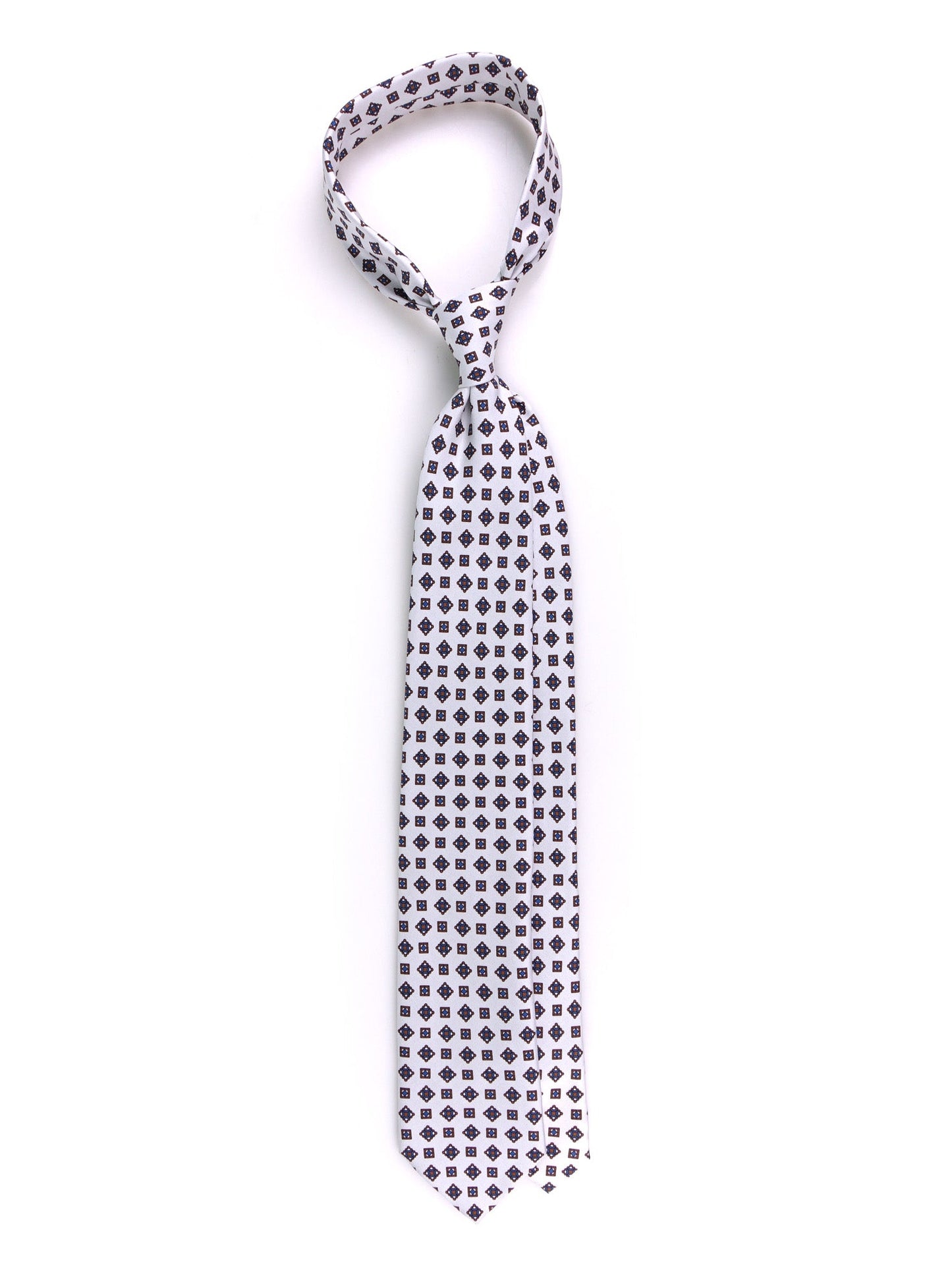 FLICK 3-fold printed silk tie white