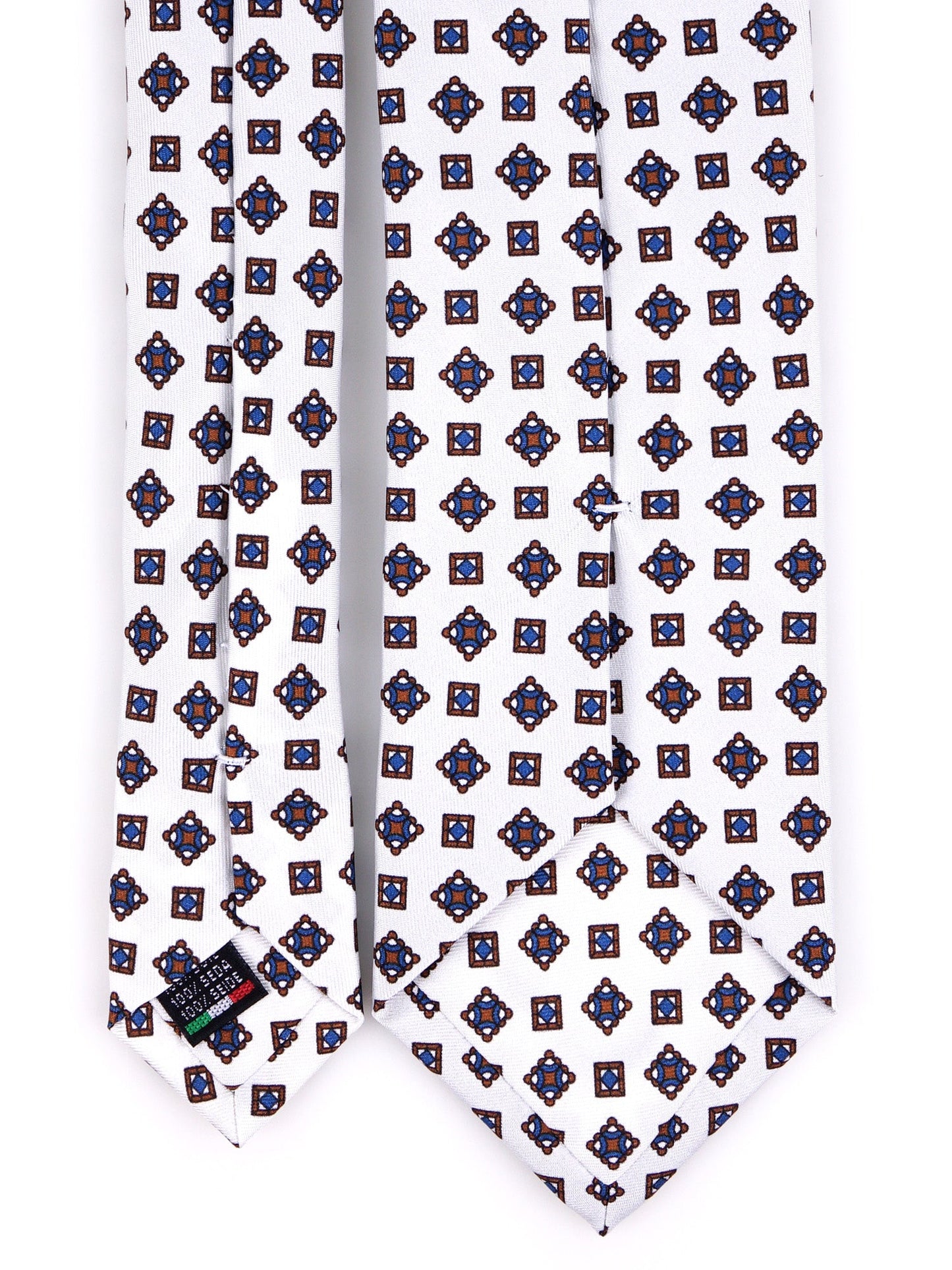 FLICK 3-fold printed silk tie white
