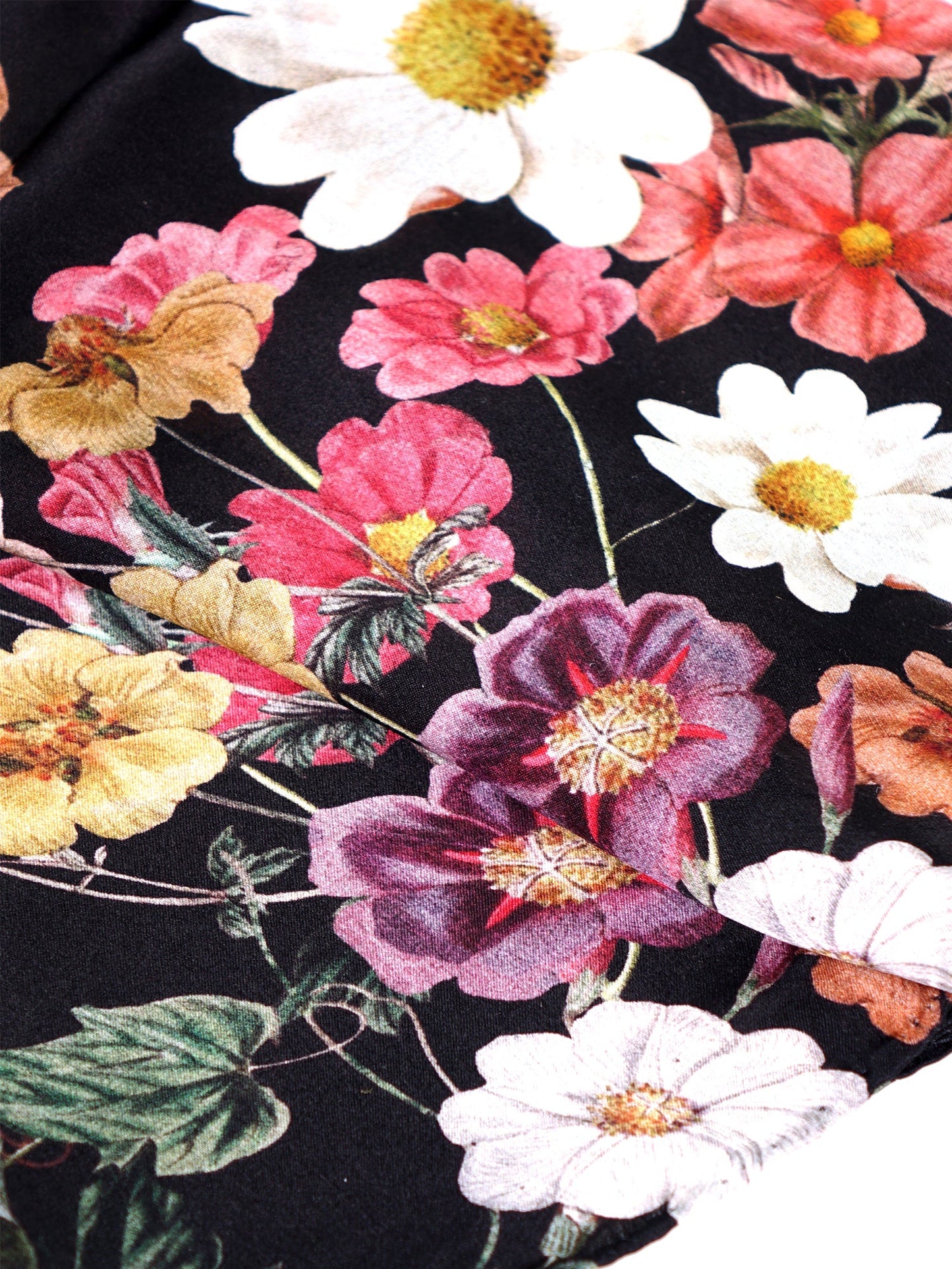 Black FLOVER Printed Pure Silk Satin Stole