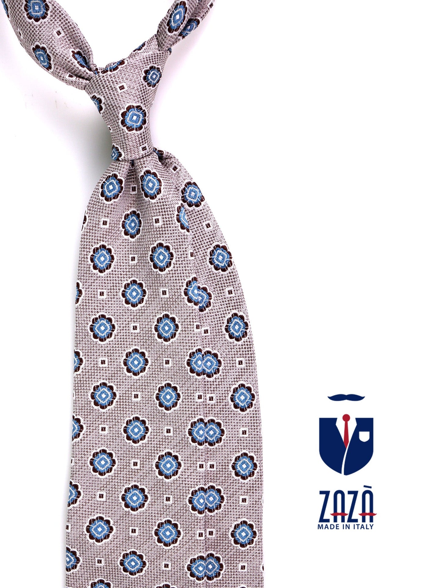 FREY brown silk/cotton 3-fold tie
