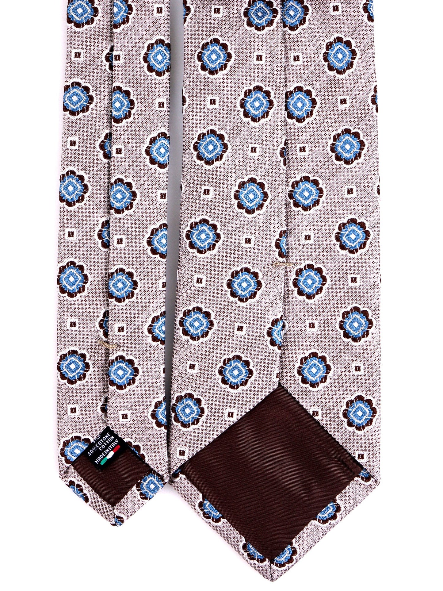 FREY brown silk/cotton 3-fold tie