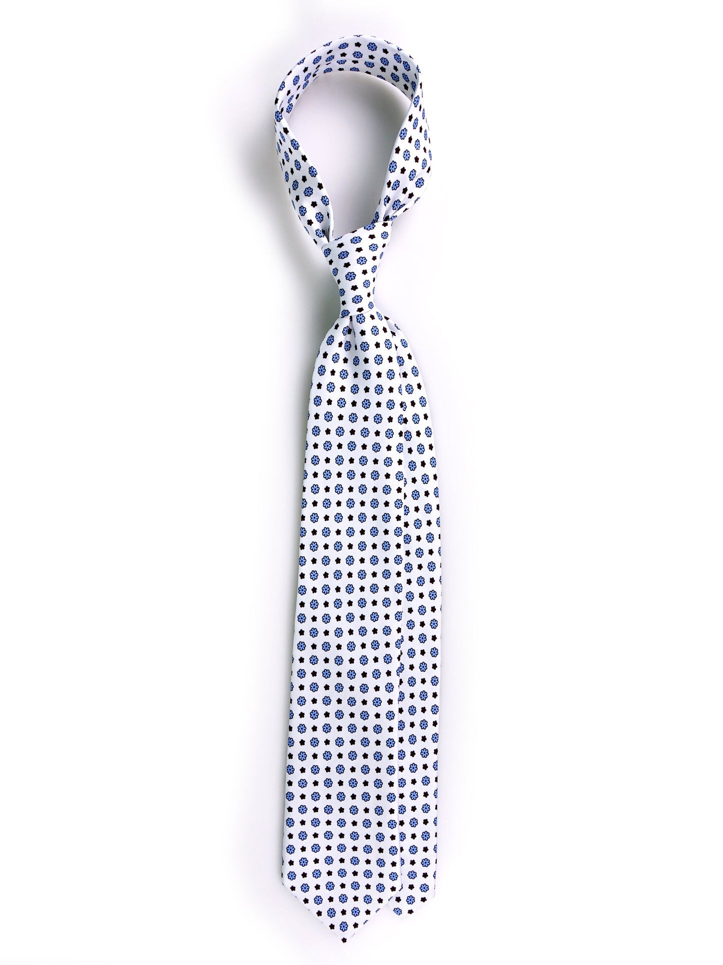 White 3 Folds Tie FROSTELLE English Printed Silk