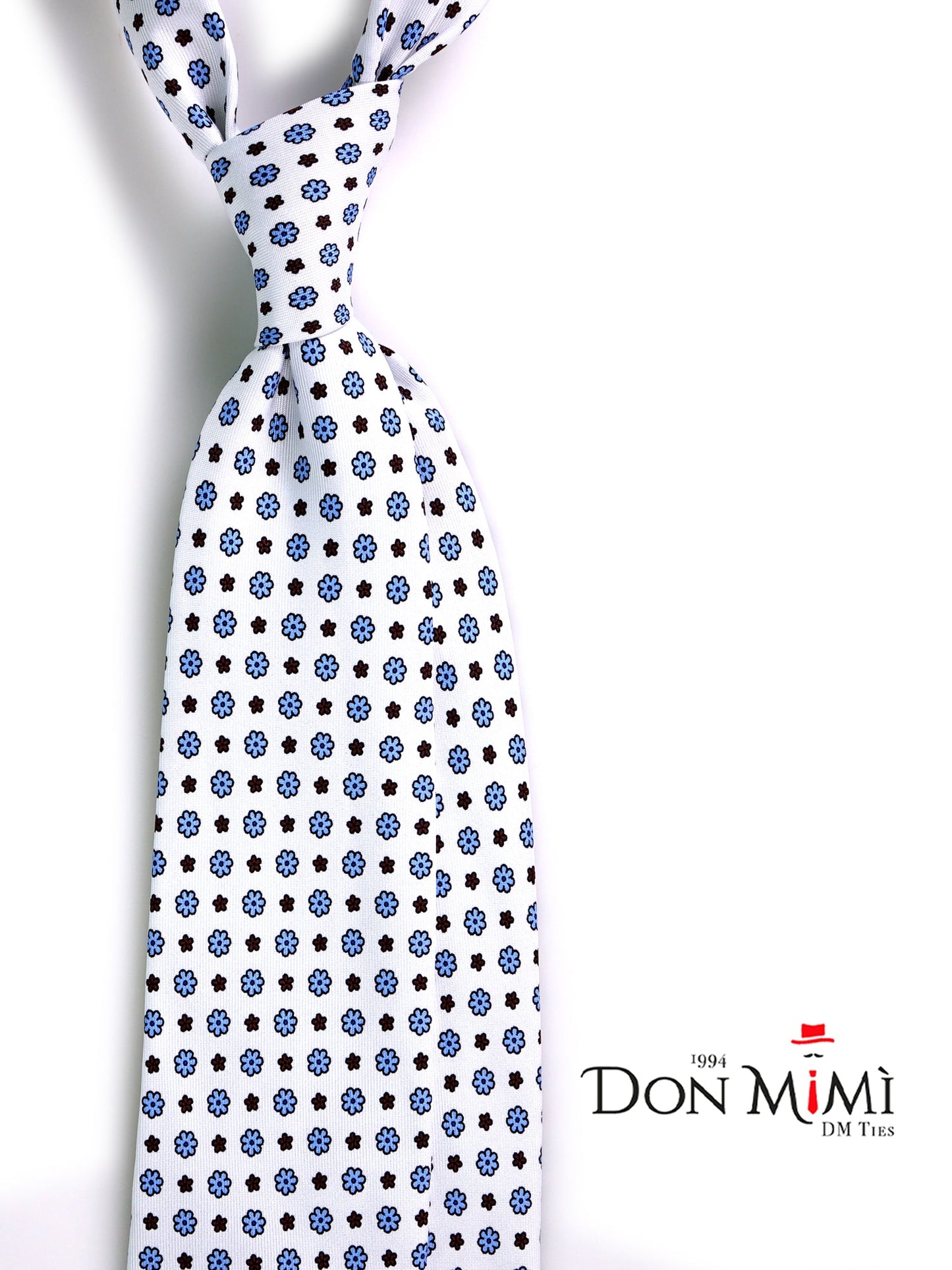 White 3 Folds Tie FROSTELLE English Printed Silk