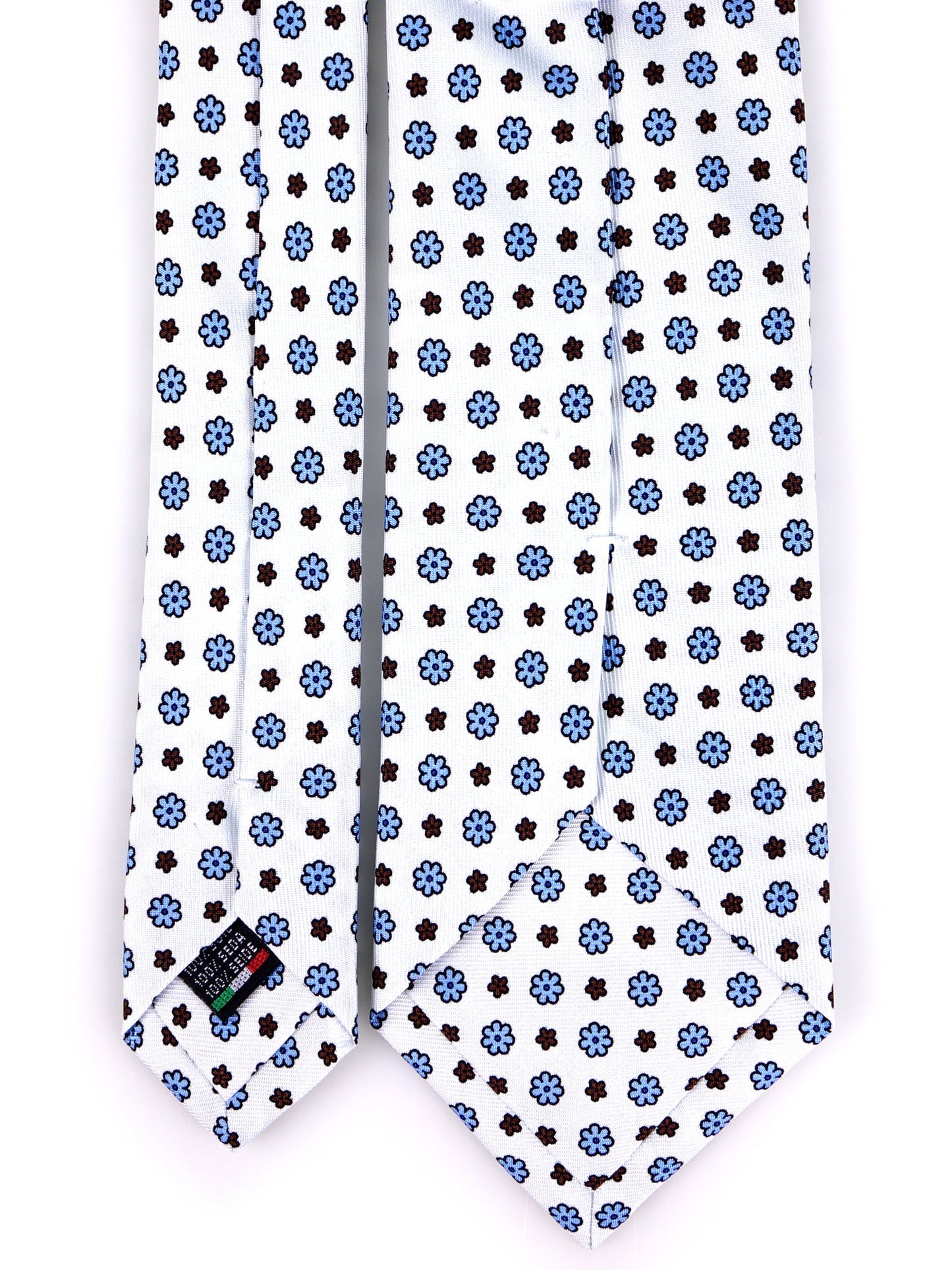 White 3 Folds Tie FROSTELLE English Printed Silk