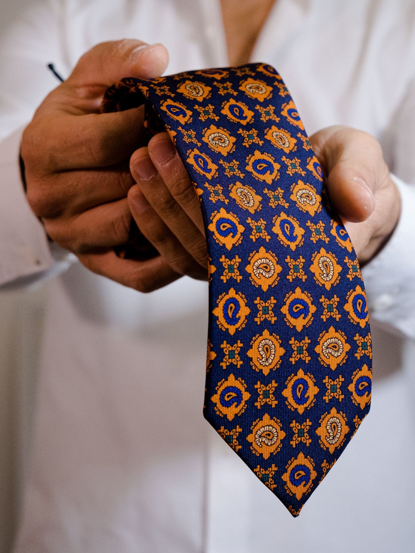 Dark Blue 3 Folds AMANDA Silk Tie